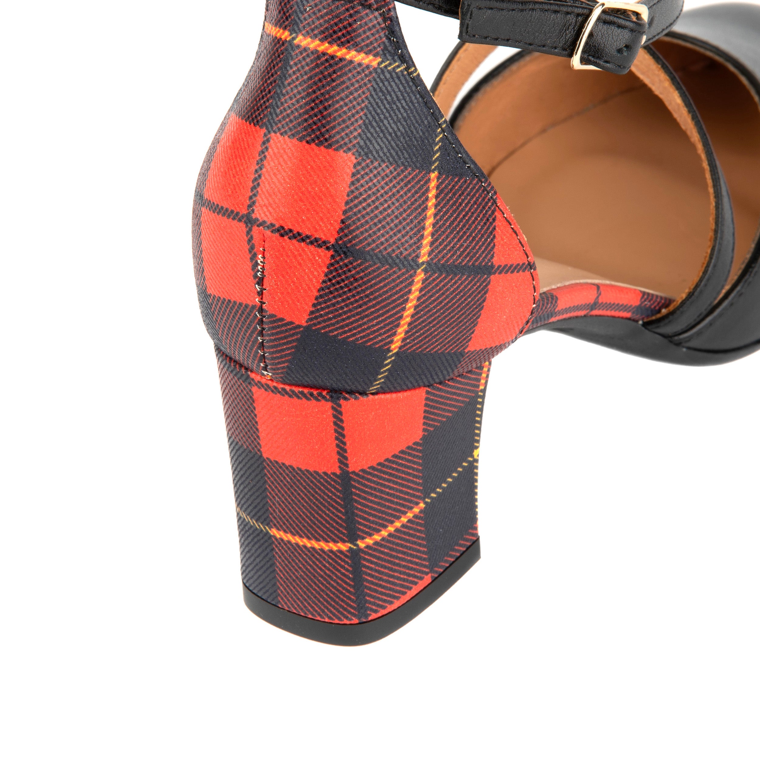 Dannii - Red Tartan - Women's tartan pattern leather closed toe and heel sandal