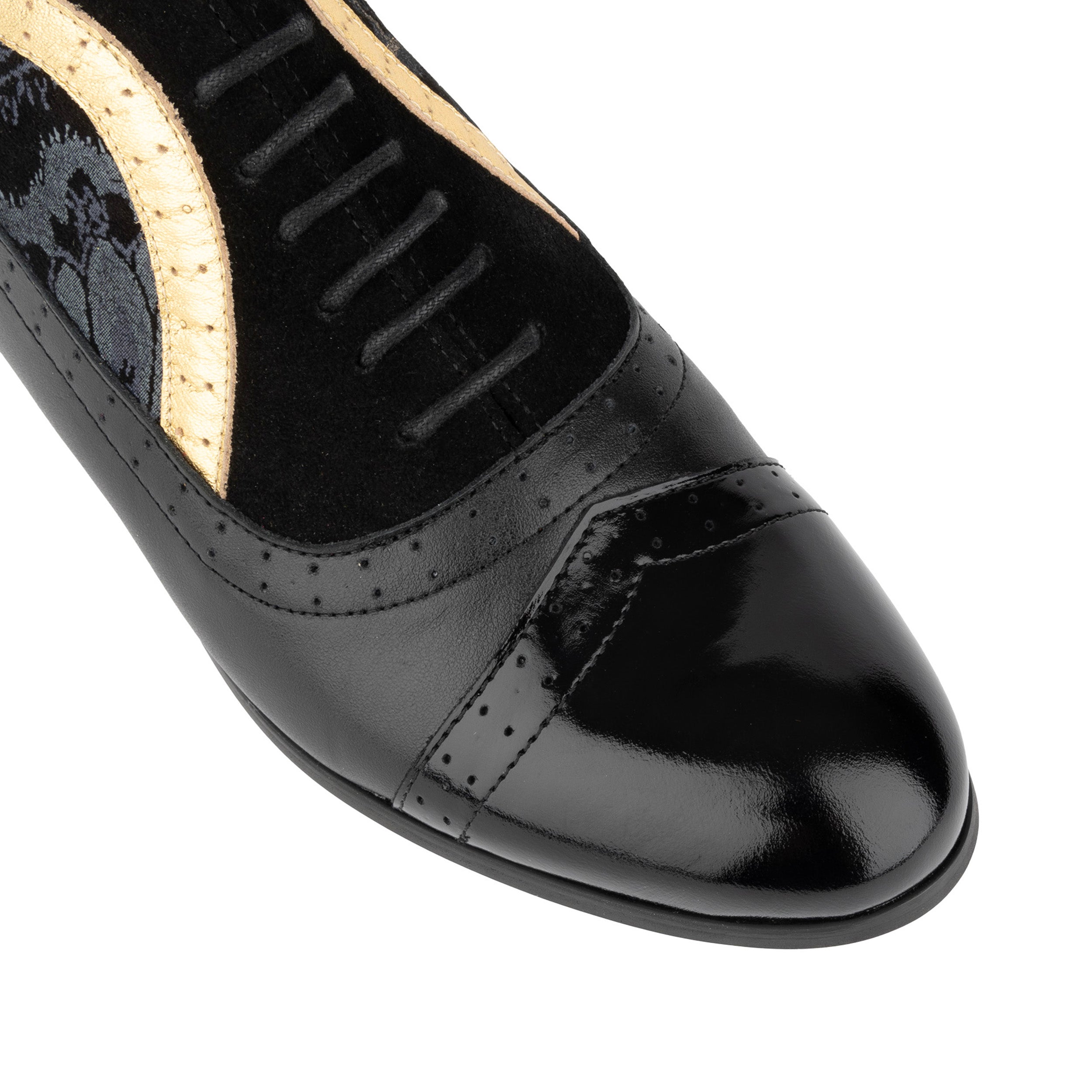 Jasmine - Black & Gold - Women’s Leather Oxford Ankle Boot