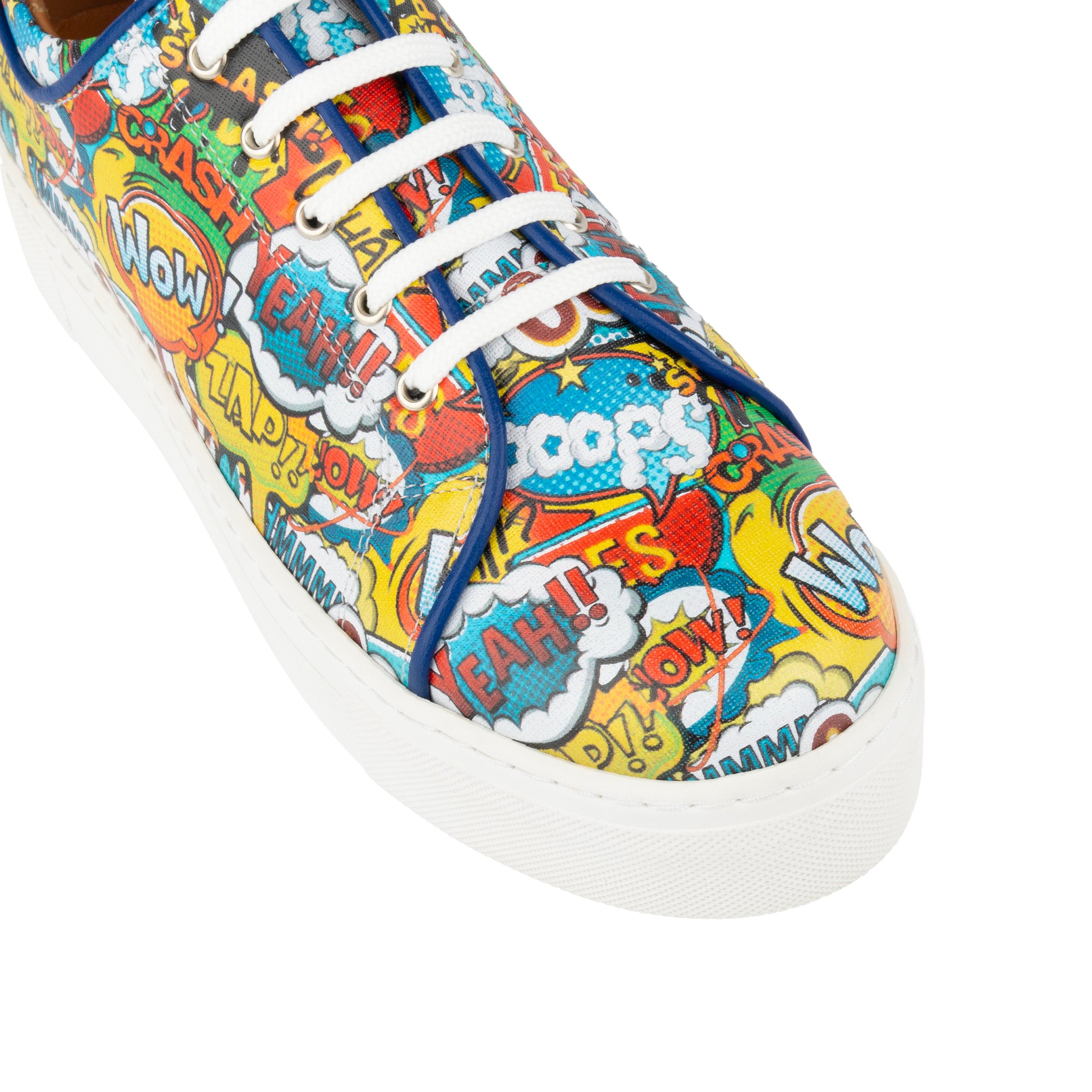 CAMILA COMIC BOOK - Women's chunky white sole leather trainer in vibrant print