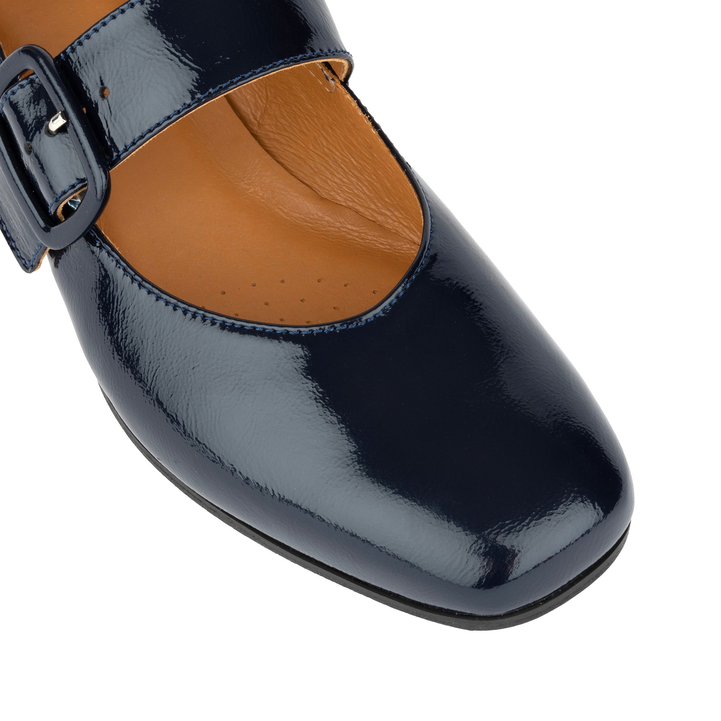 Bliss - Navy - Women's block heel square toe patent leather Mary-Jane