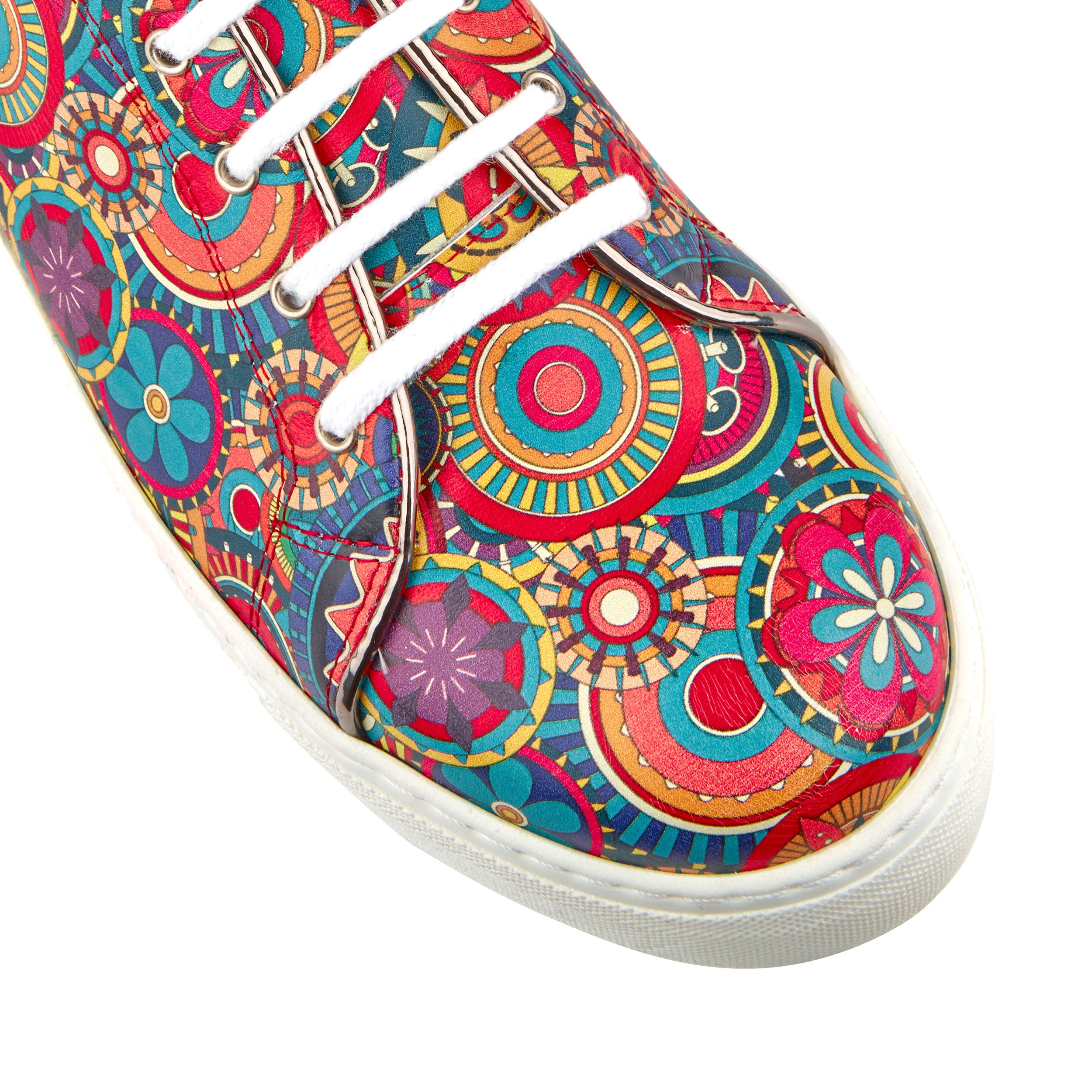 Camila - Signature Print - Women's chunky sole leather trainer in colourful print