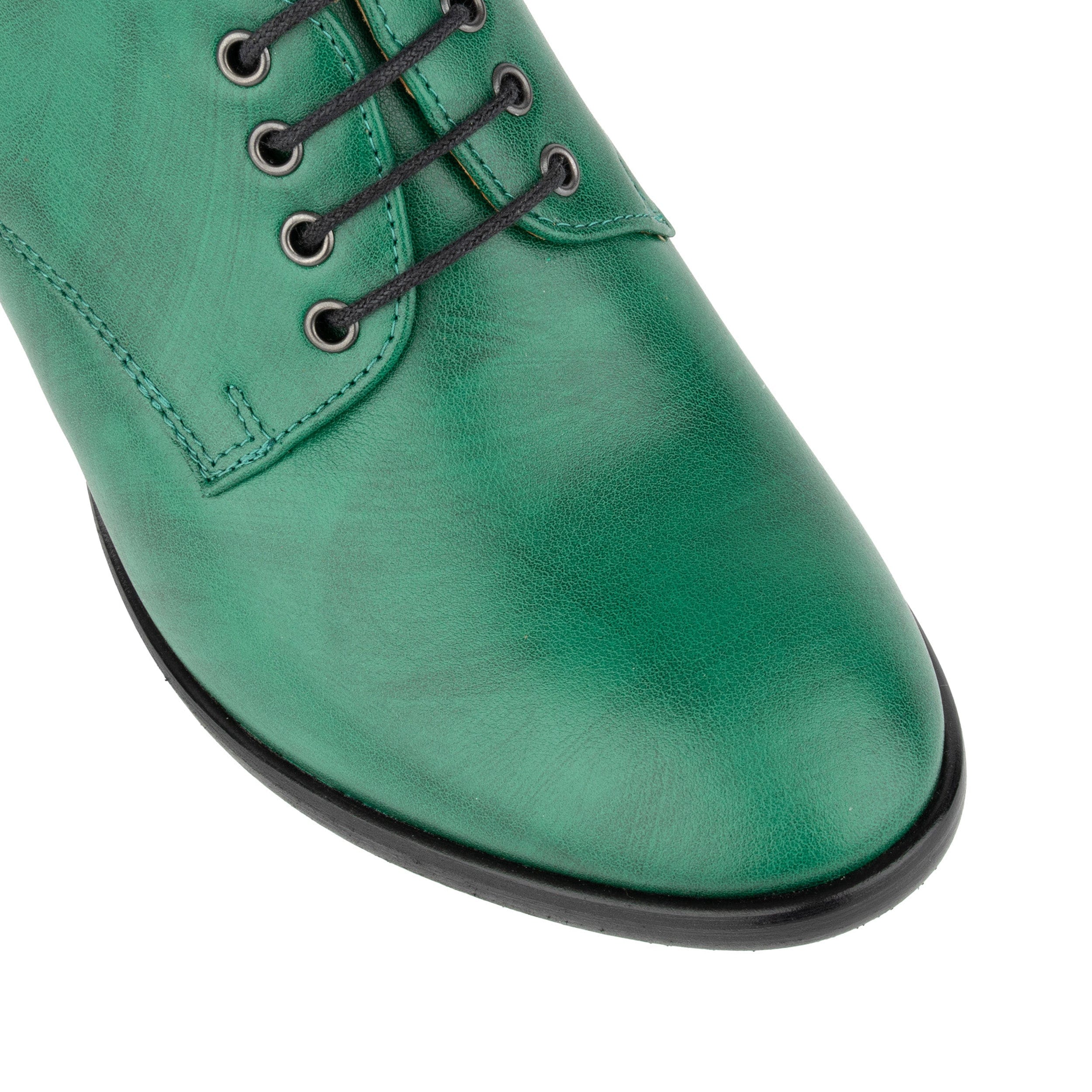 Roulette - Green - Women's leather heeled oxford lace-up