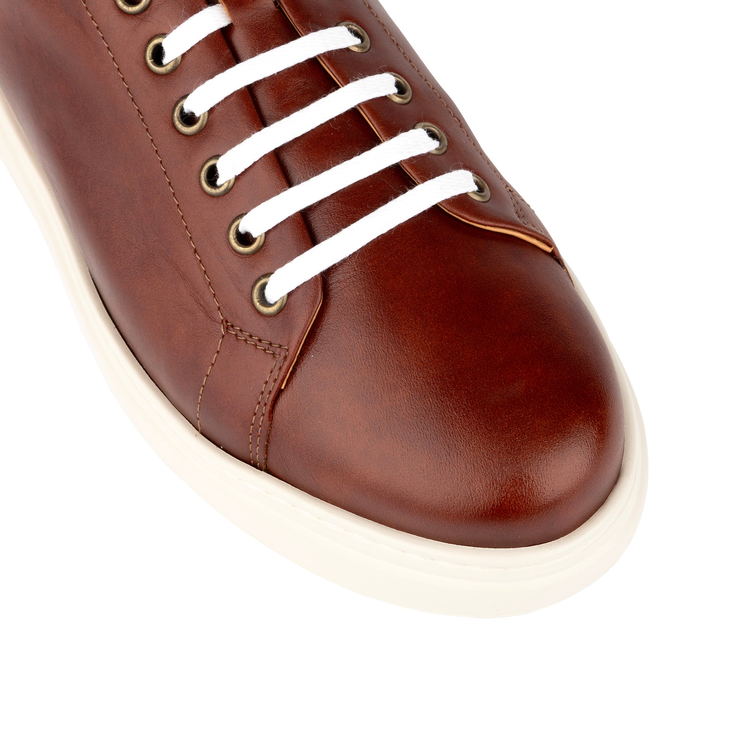 Sun City - Brown - Men's white sole trainer in brown soft leather