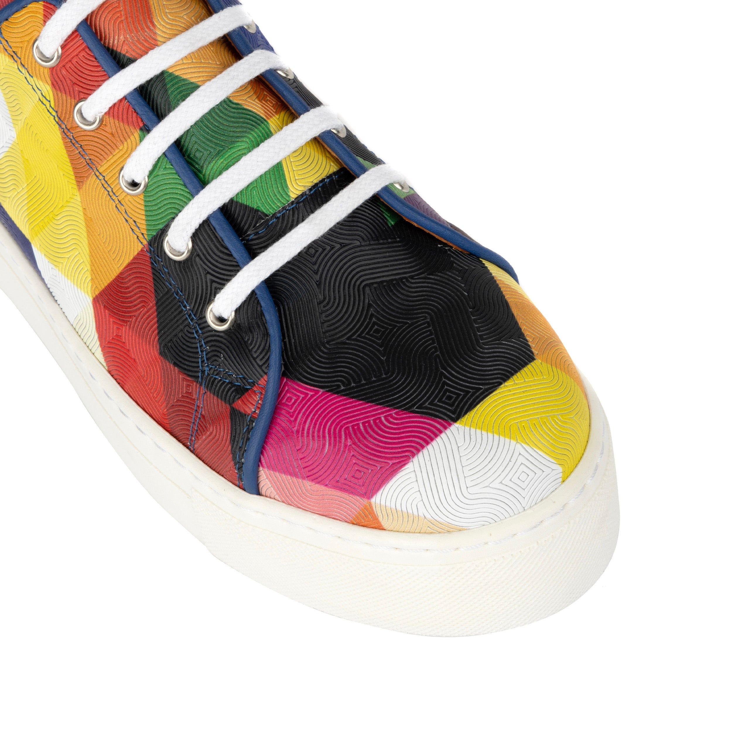 Camila - Retro - Women's white sole leather trainer in bright colours