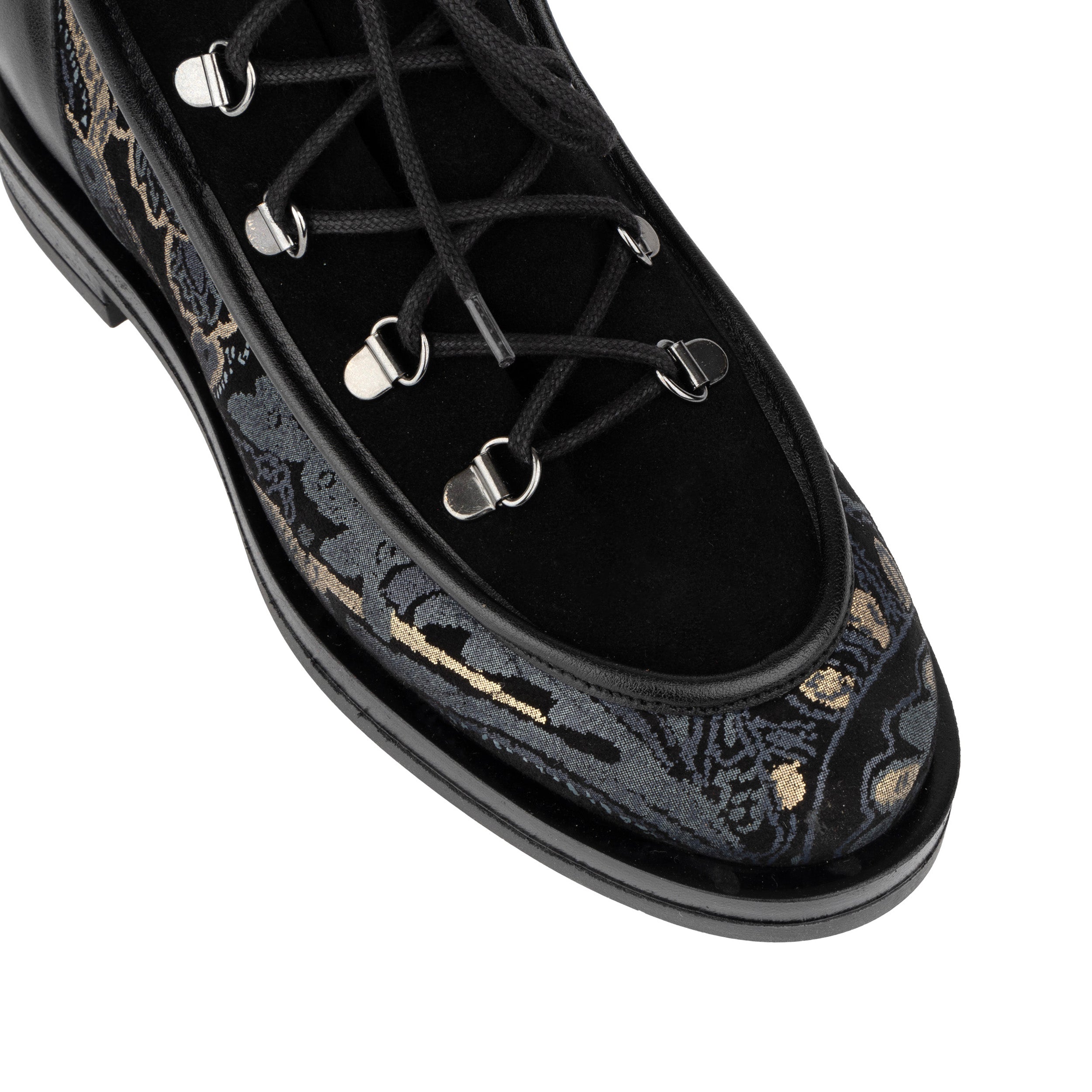 Hedera - Black & Grey & Gold - Women's Suede Alpine Boot