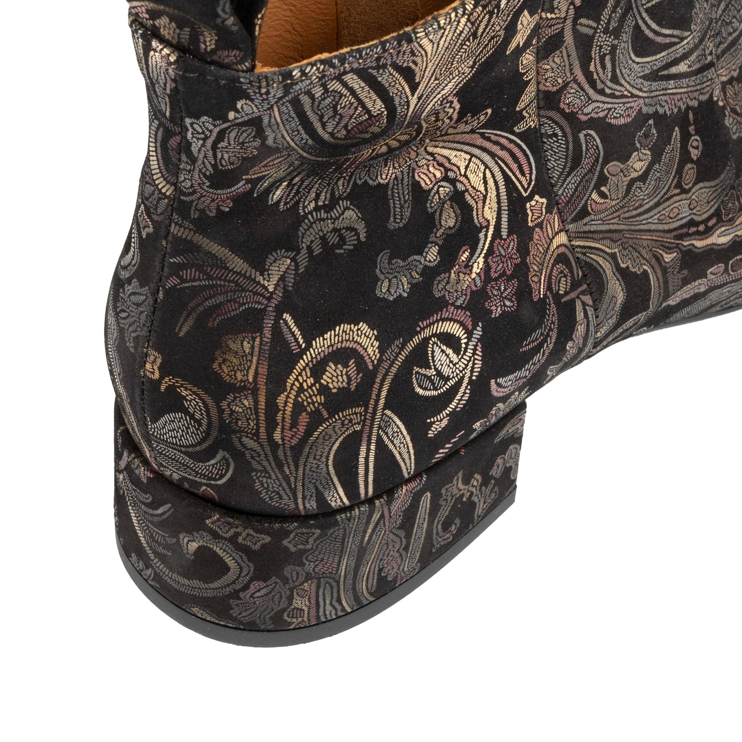 Iris - Black & Gold & Burgundy - Women's leather ankle boot with soft insoles