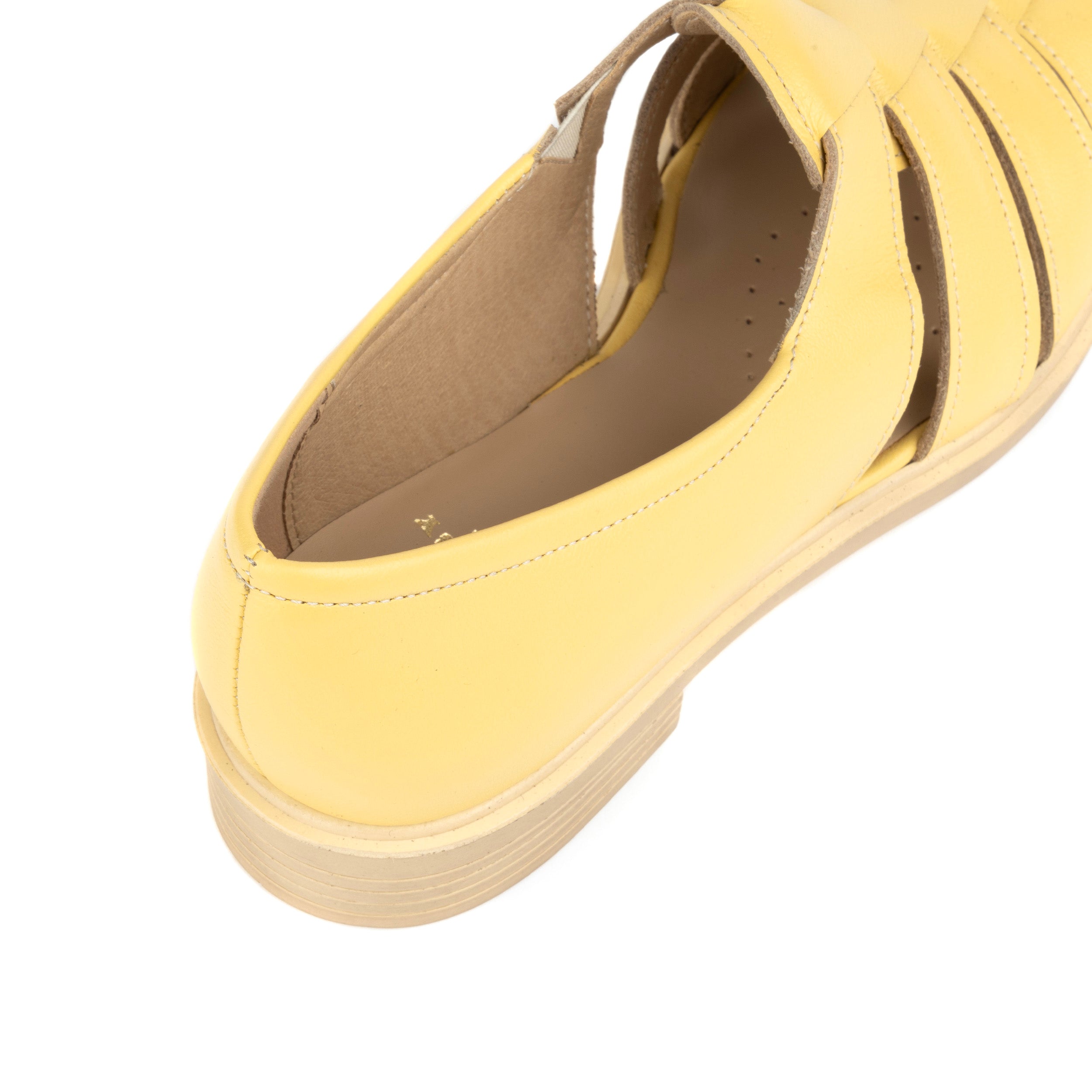 Sorrento - Yellow - Women's woven straps flat leather sandal with covered back