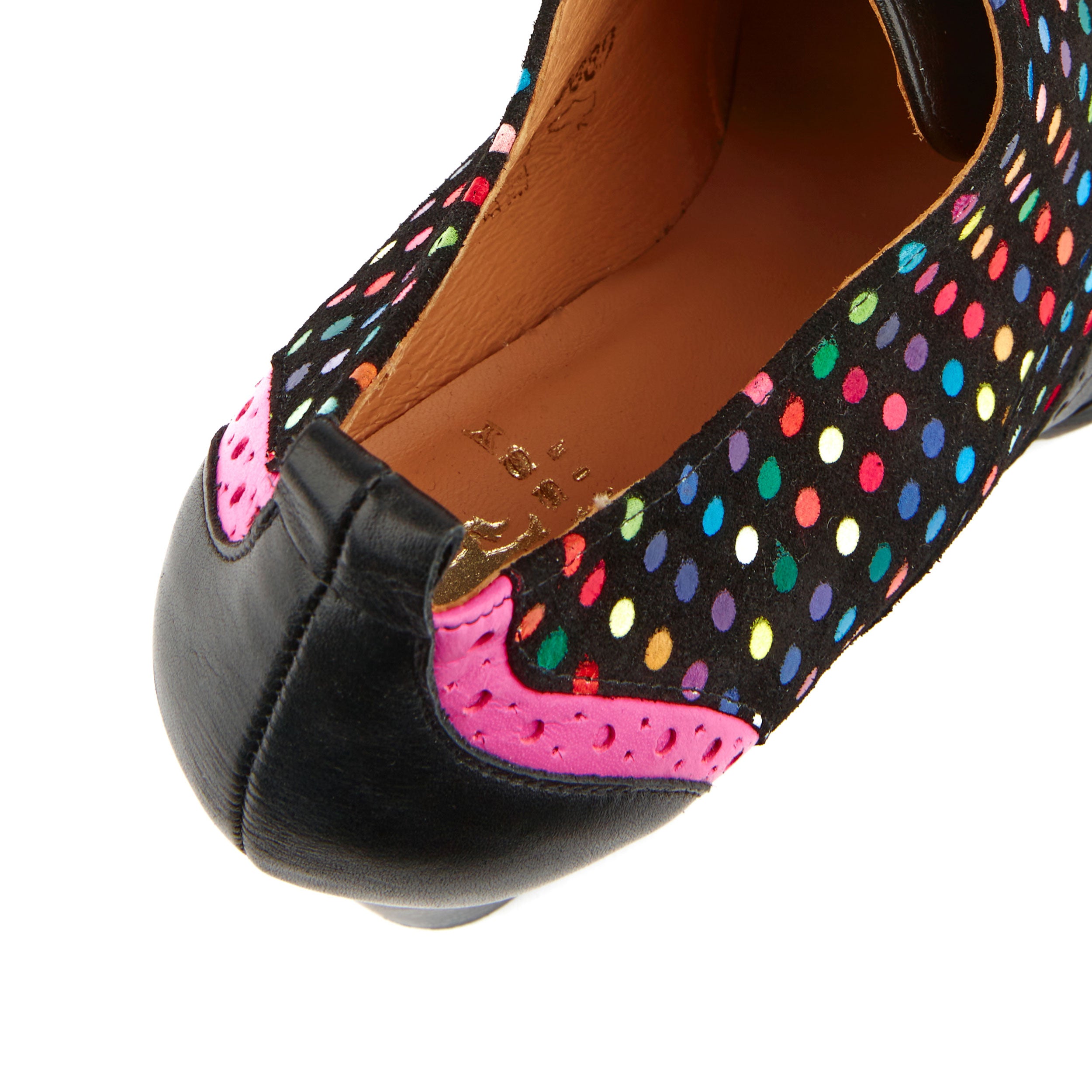 Casino - Black Disco Dots - Women's leather black and disco print oxford pump heel