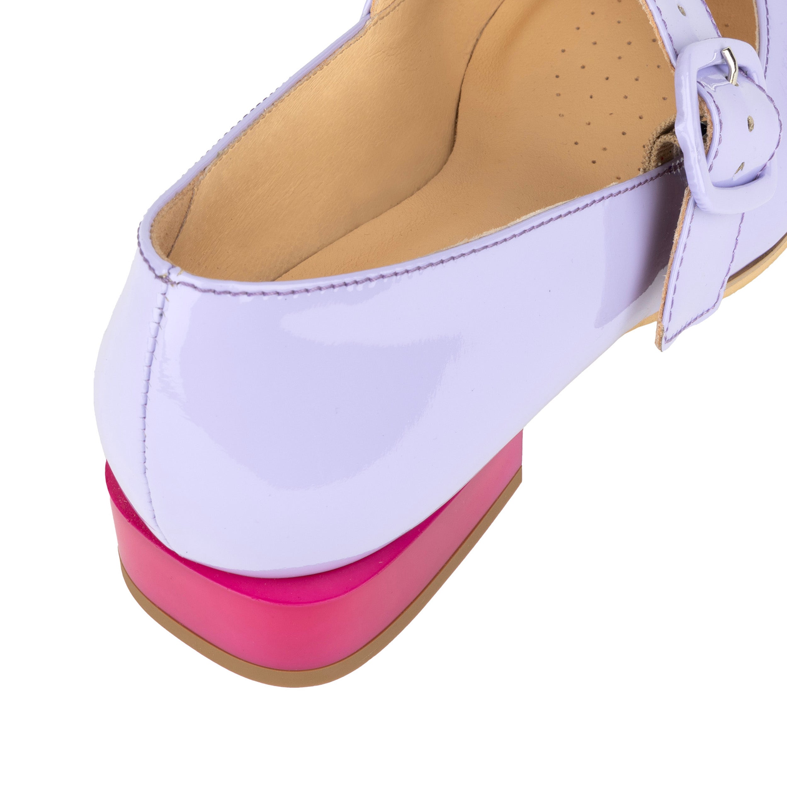Bliss - Lavender & Rose - Women's block heel square toe patent leather Mary-Jane