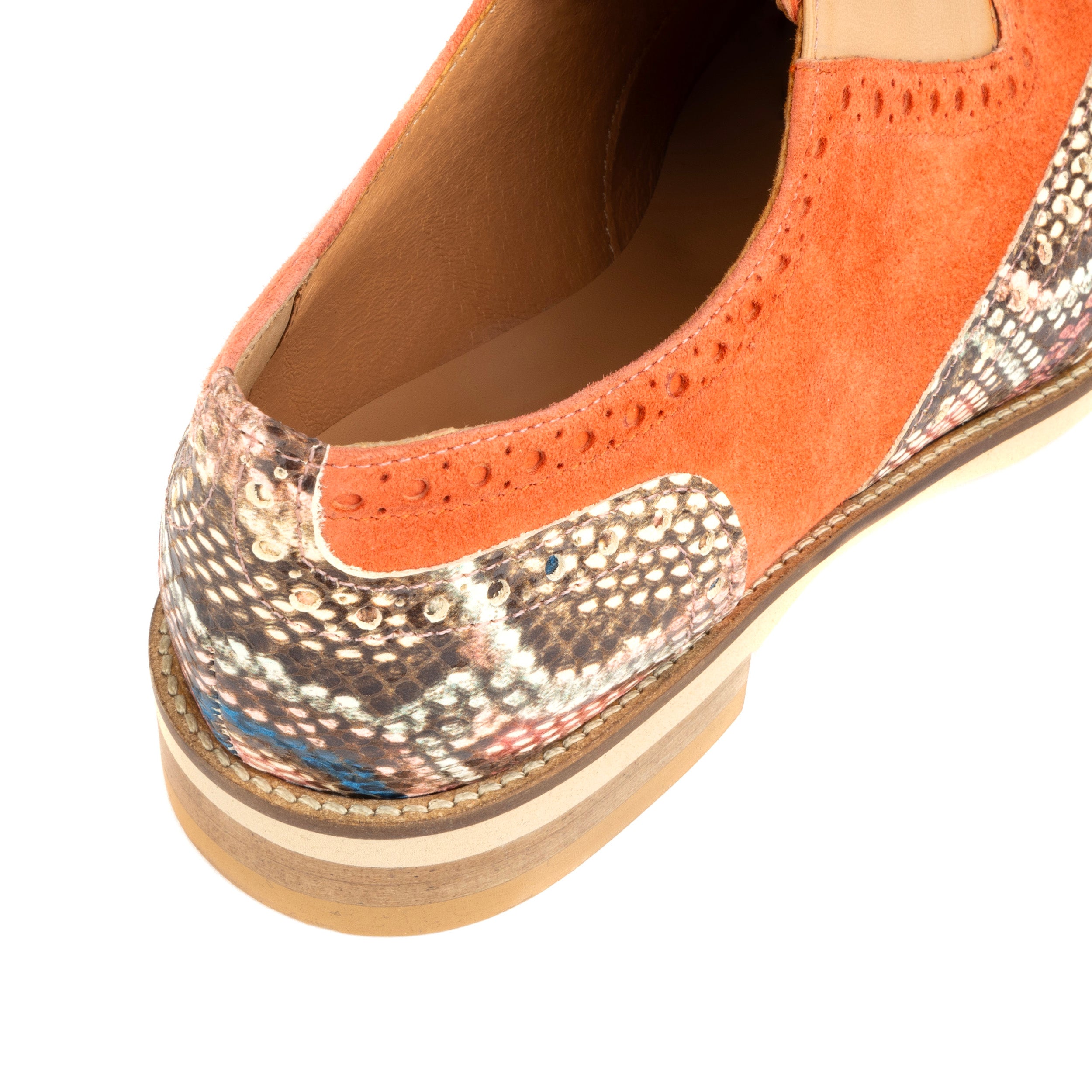 Vivienne - Coral Snake - Women's oxford shoe with coral & snake effect leather combo