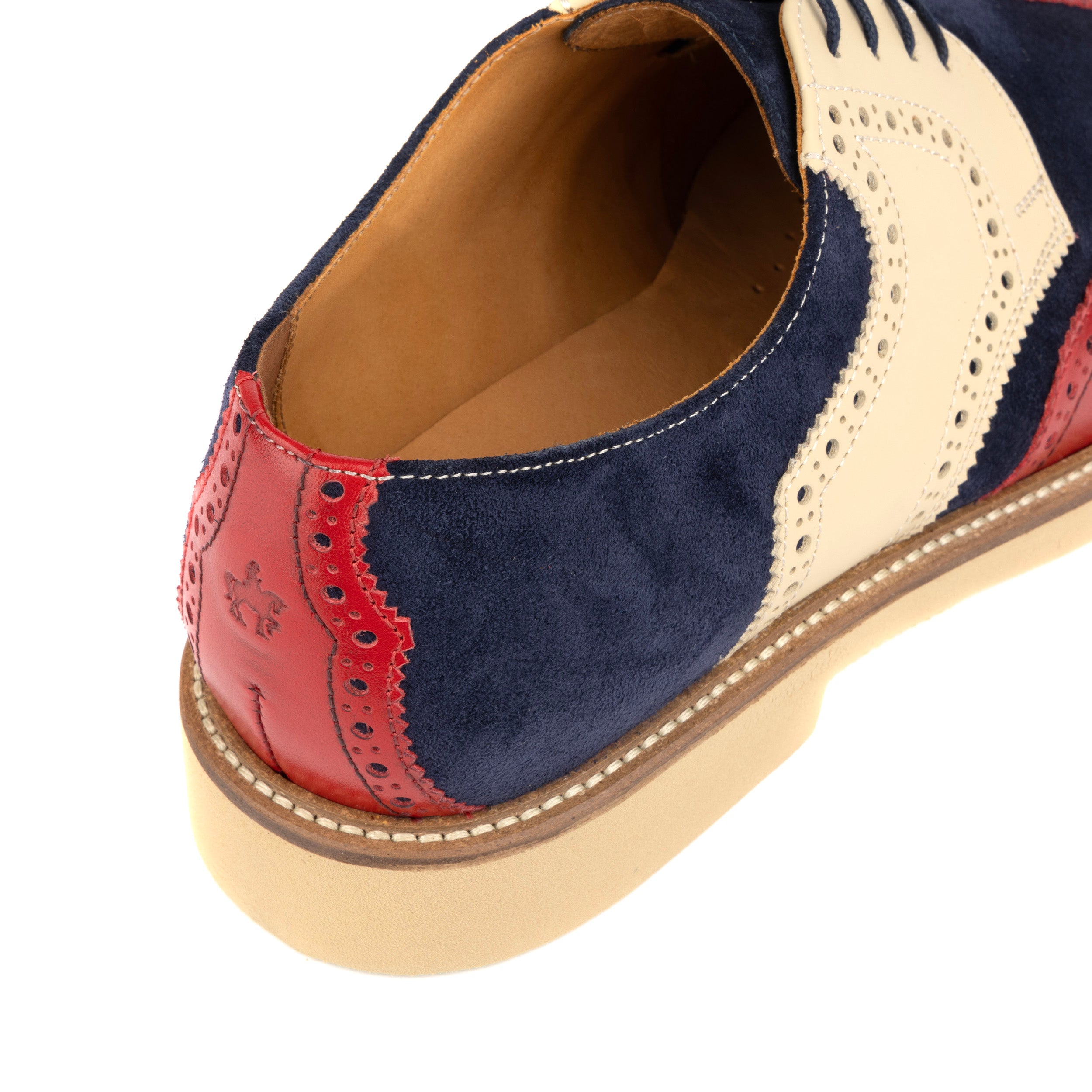 Riser - Navy Red & Cream - Men's leather lace up with llightweight sole and broguing