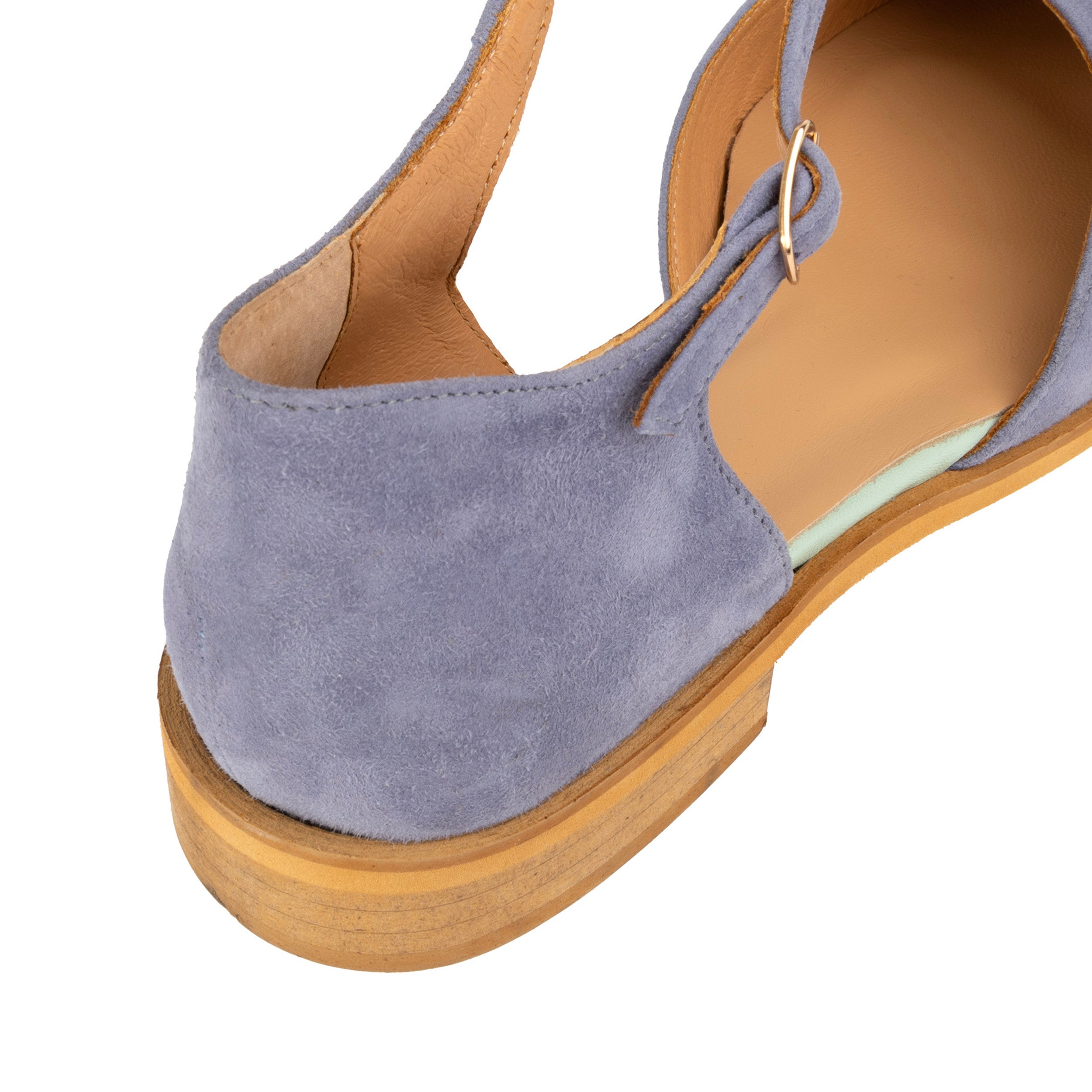 Gigot - Blue & Mint - Women's Closed Heel Round-Toe Leather Flat Sandal