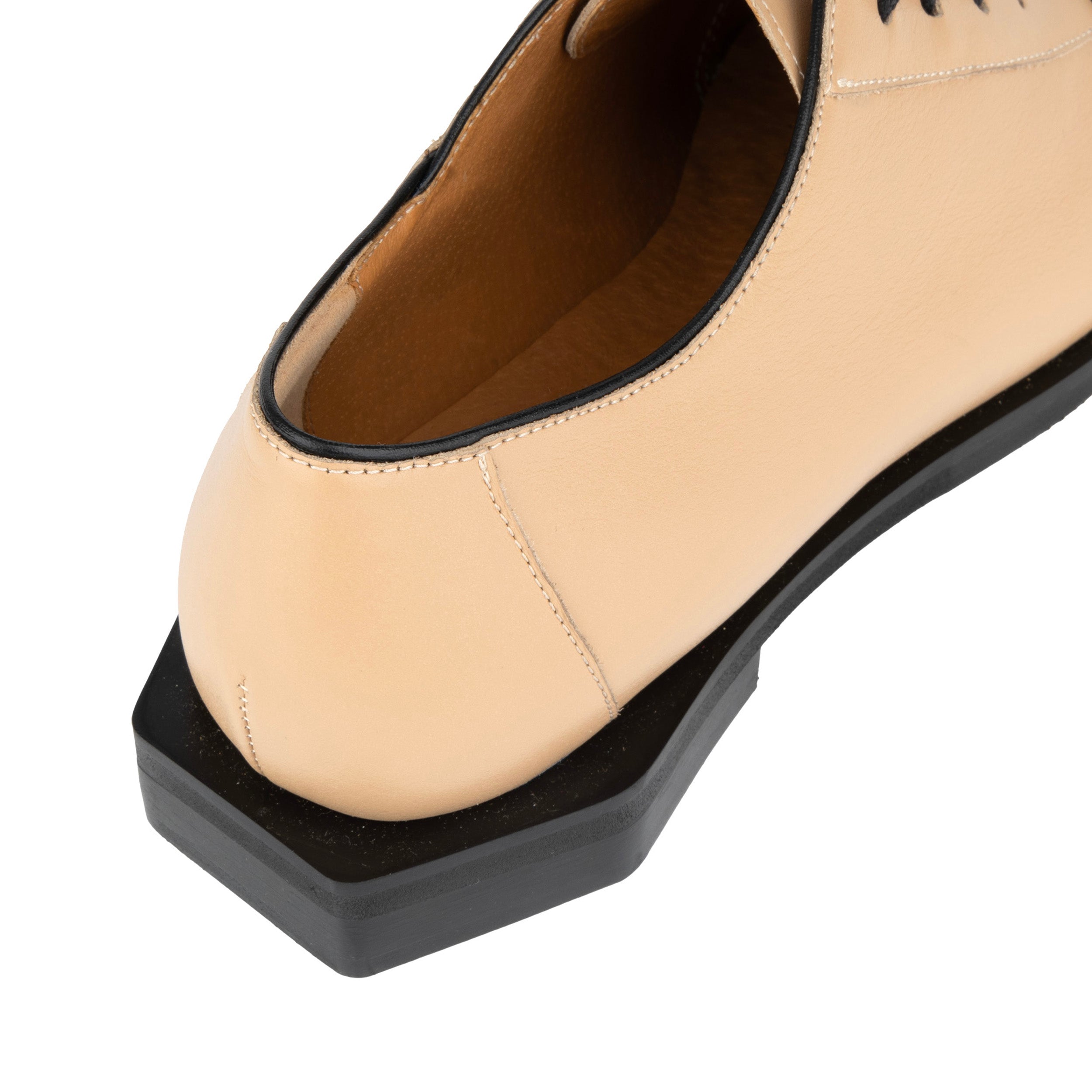 Sloan - Cream - Women's Leather Oxford with Snakeskin toe