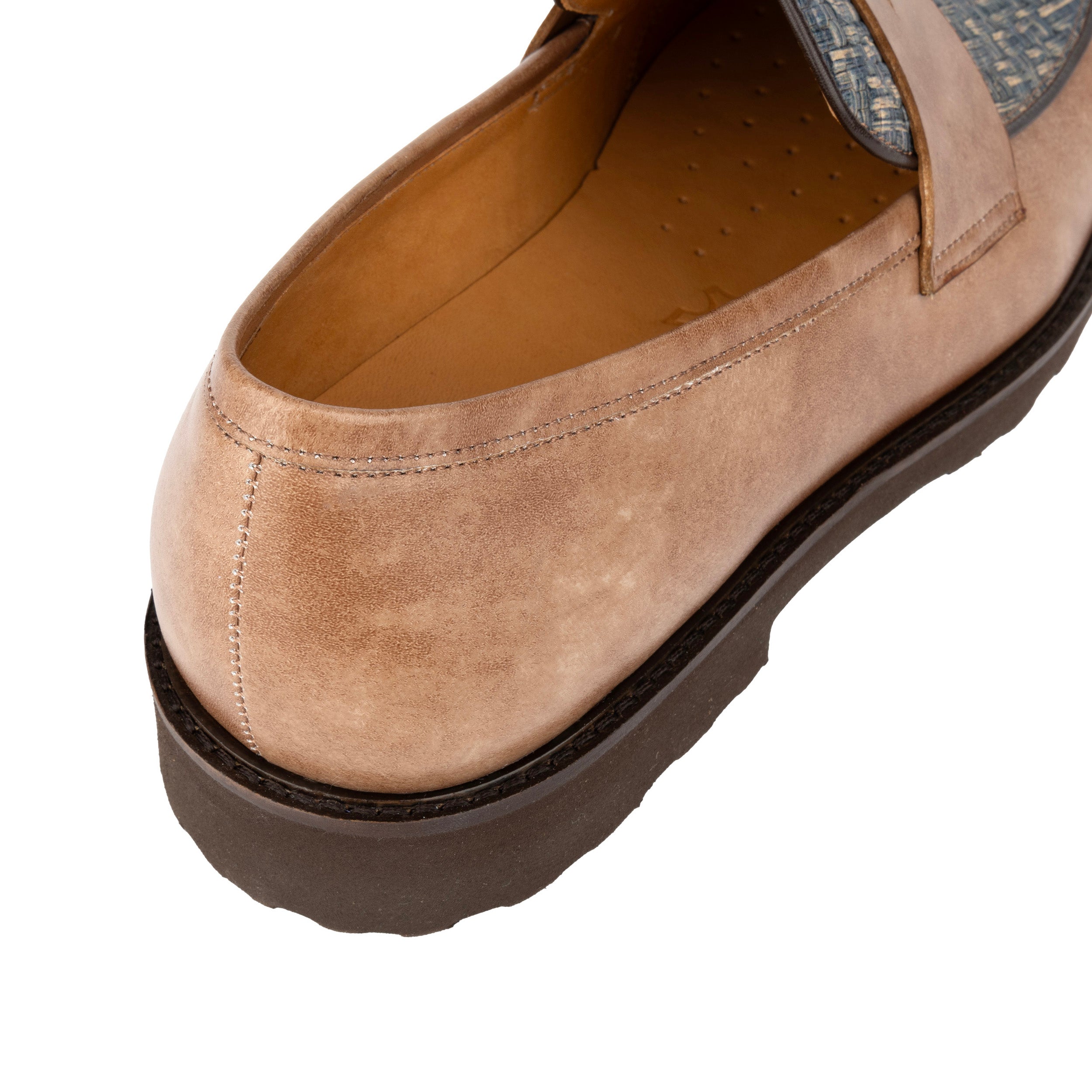 Sunkin - Light Blue & Brown - Men's leather woven slip-on loafer