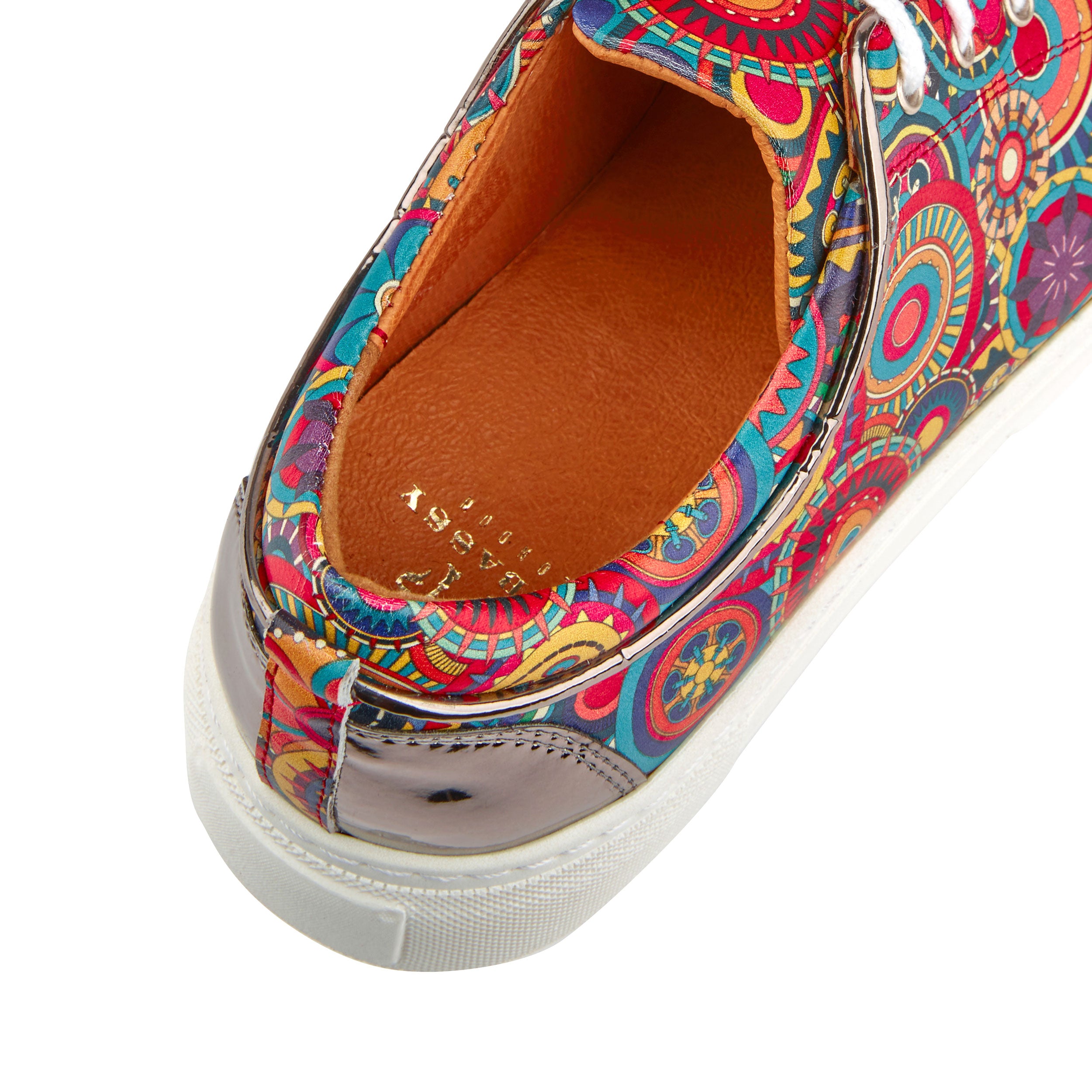 Camila - Signature Print - Women's chunky sole leather trainer in colourful print