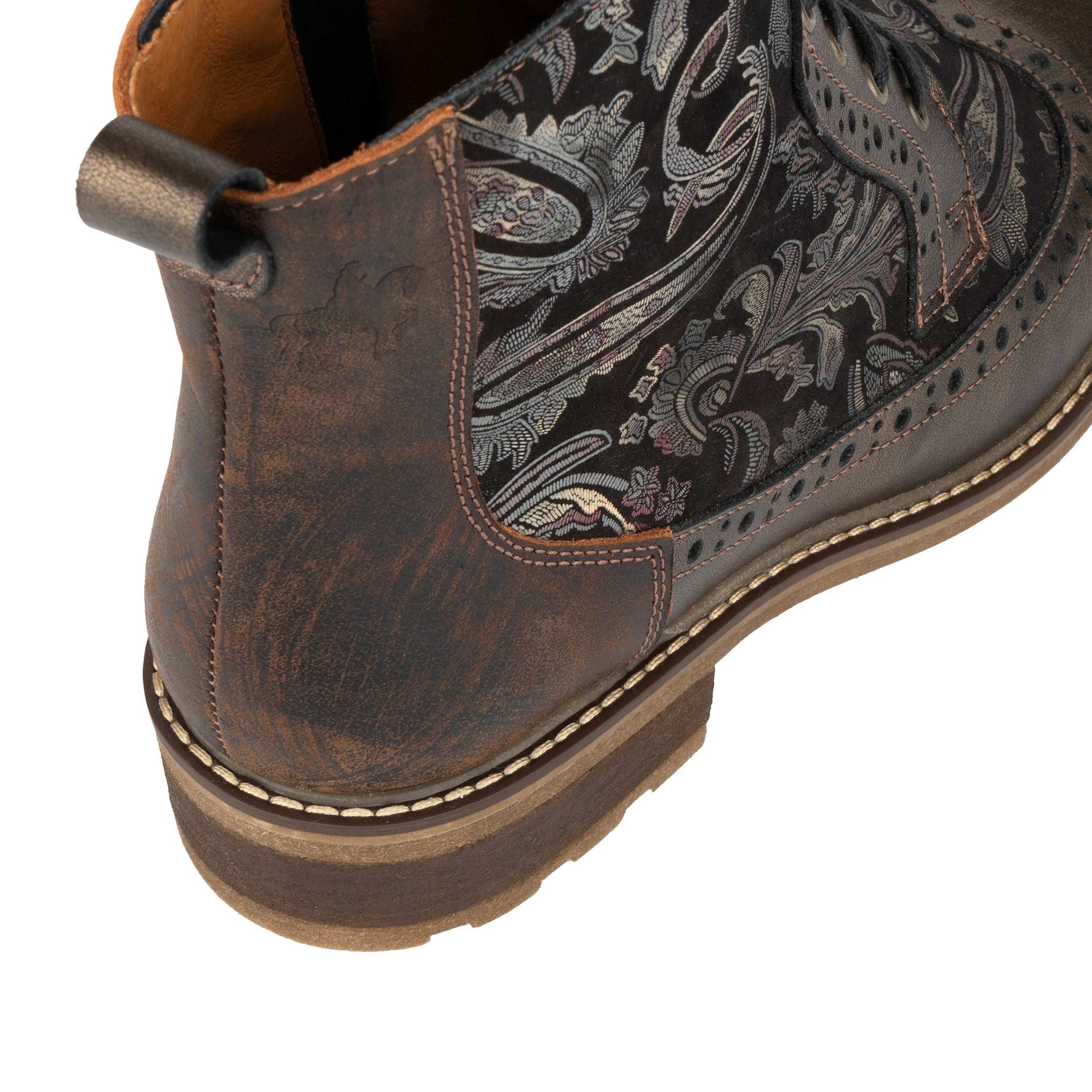 Milliner - Bronze & Floral - Women's leather round toe rubber sole ankle boot in black