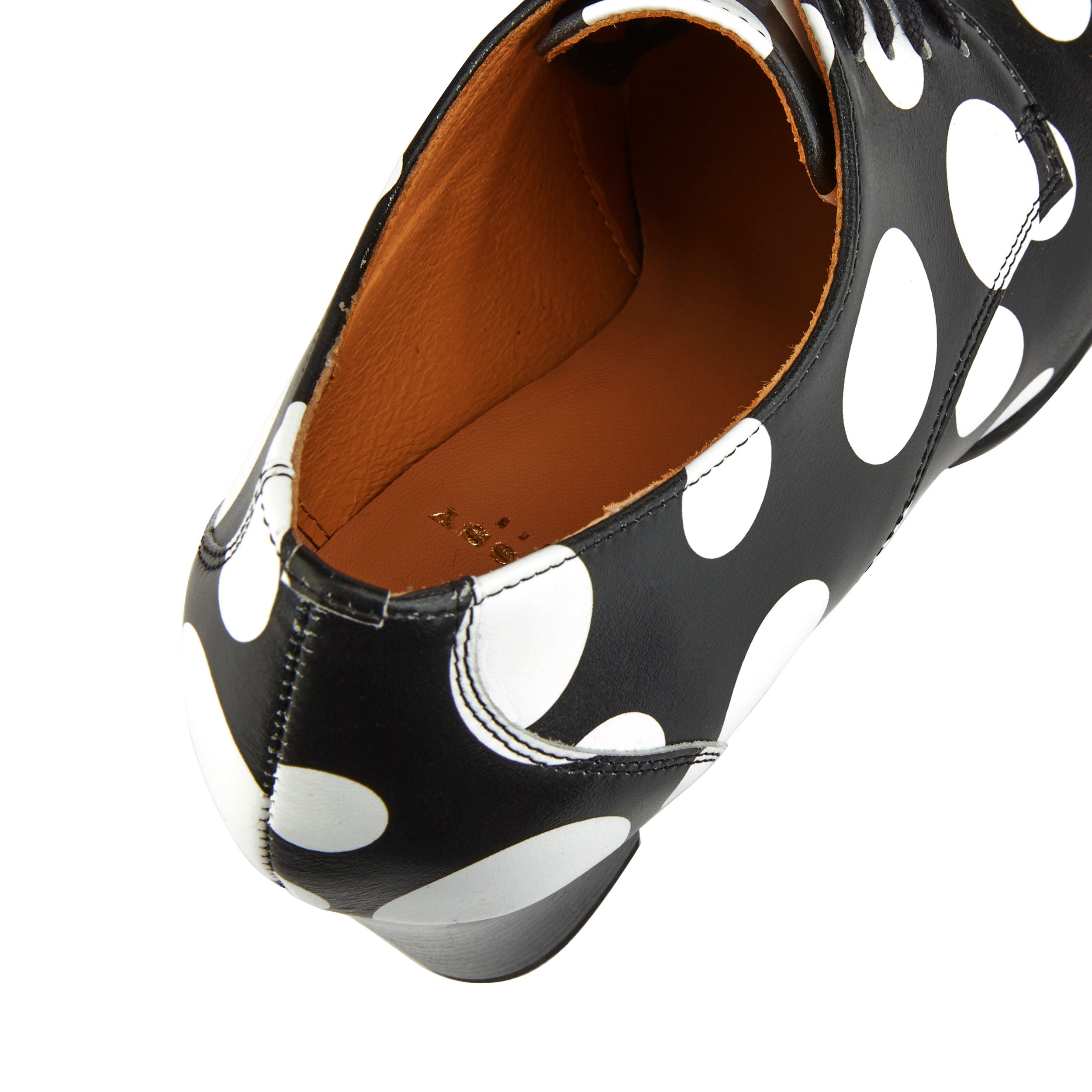 ROULETTE WHITE POLKA - Women's leather oxford pump heel in black & white polka