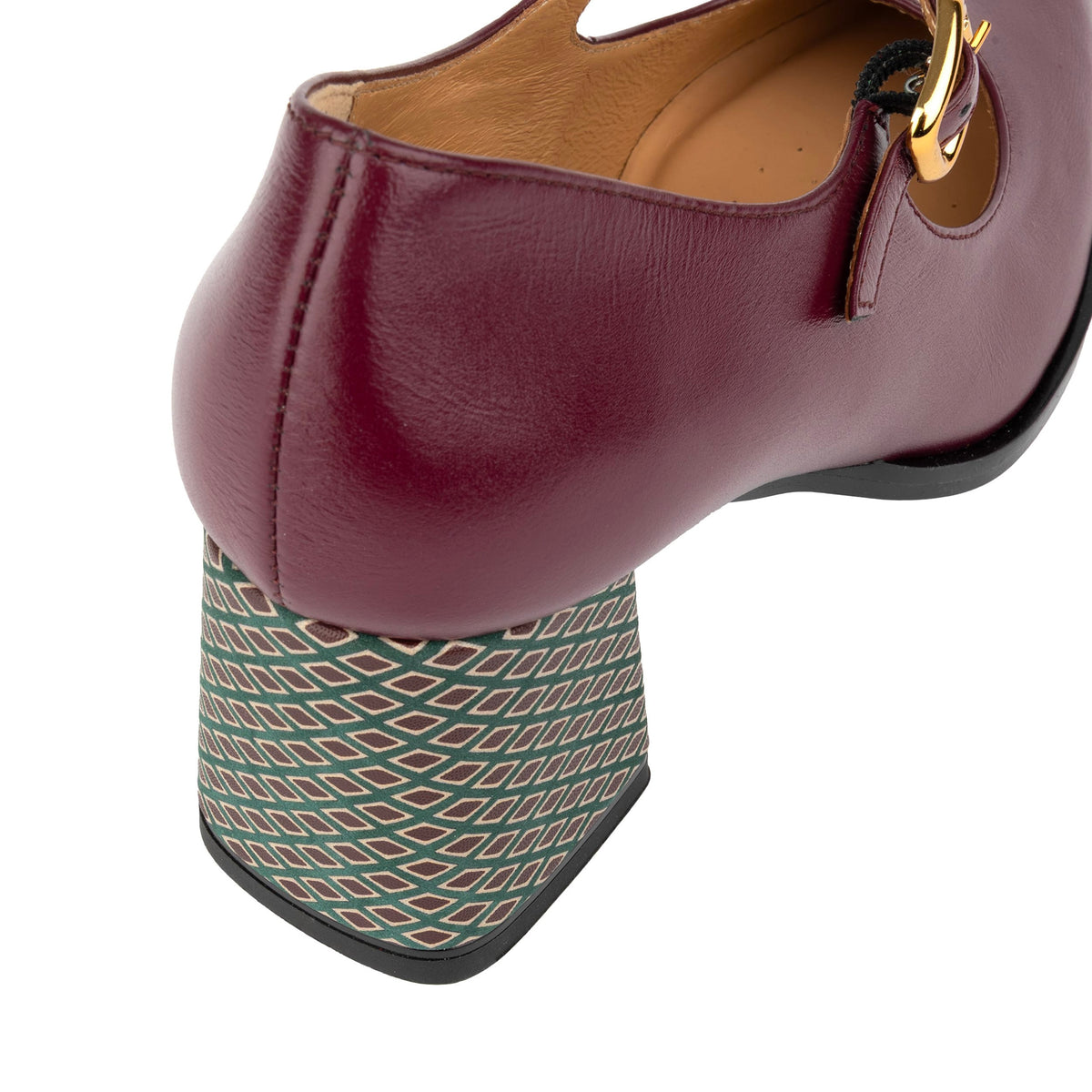 Hyde - Burgundy & Green Diamond - Women's Leather Mary Jane Pump