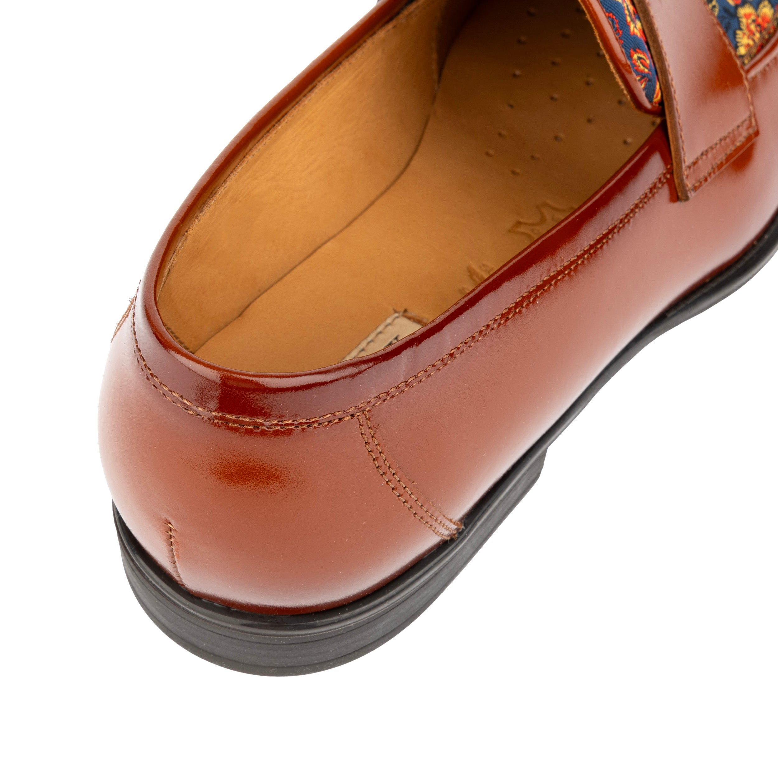 Henry - Tan & Blue Flower - Men's Leather Loafer