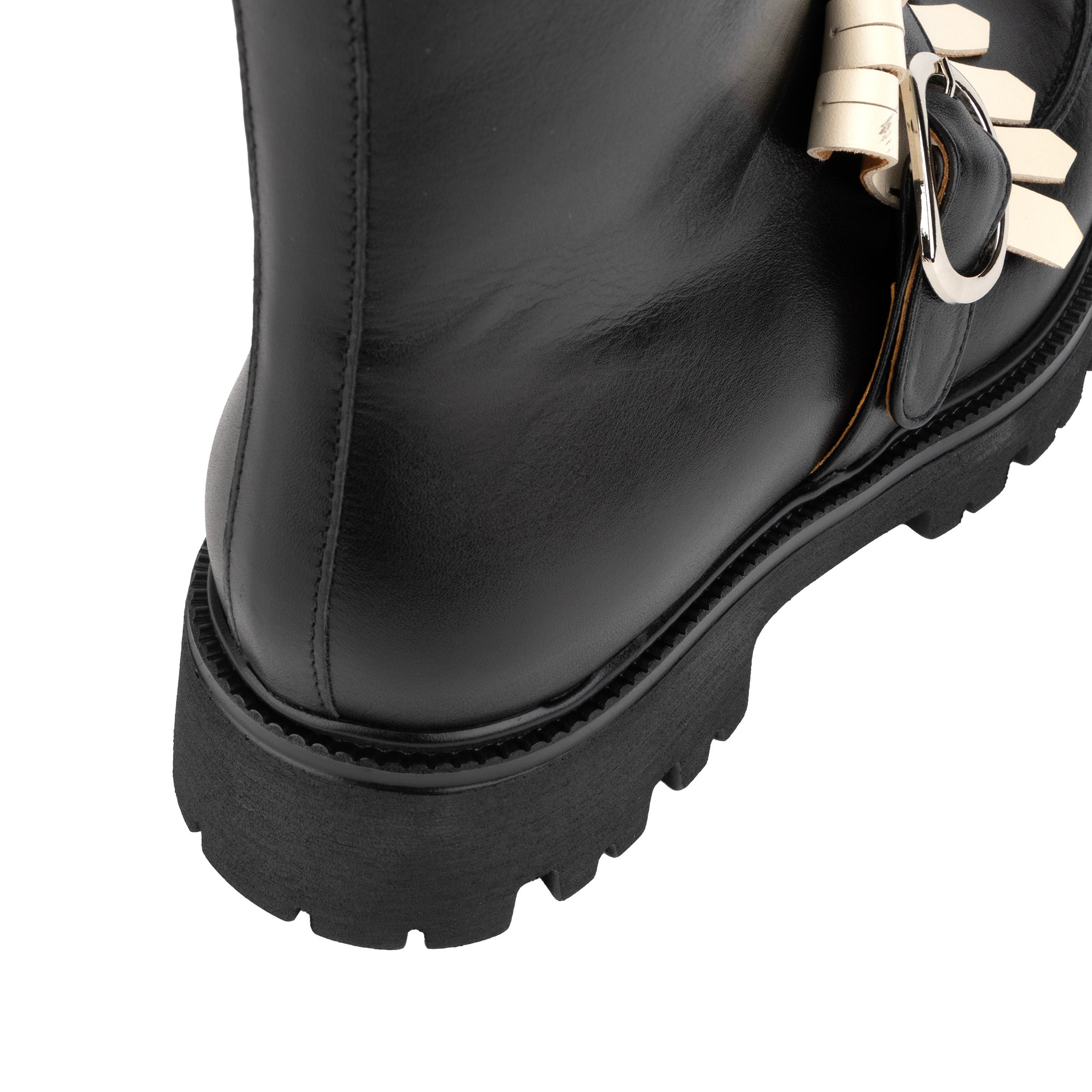 Dominus - Black & White – Fringed Monk Strap Ankle Boot