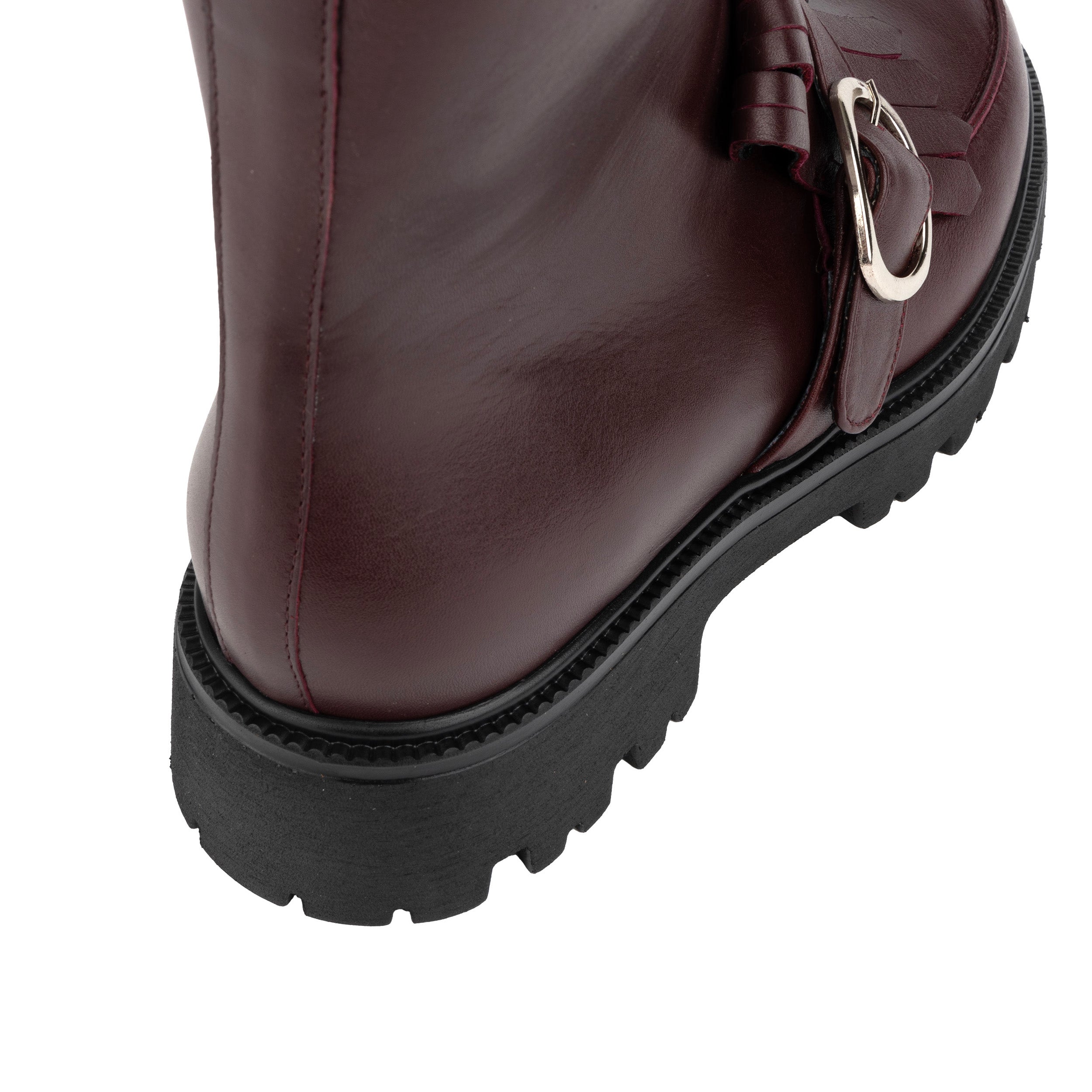 Dominus – Burgundy – Fringed Monk Strap Ankle Boot