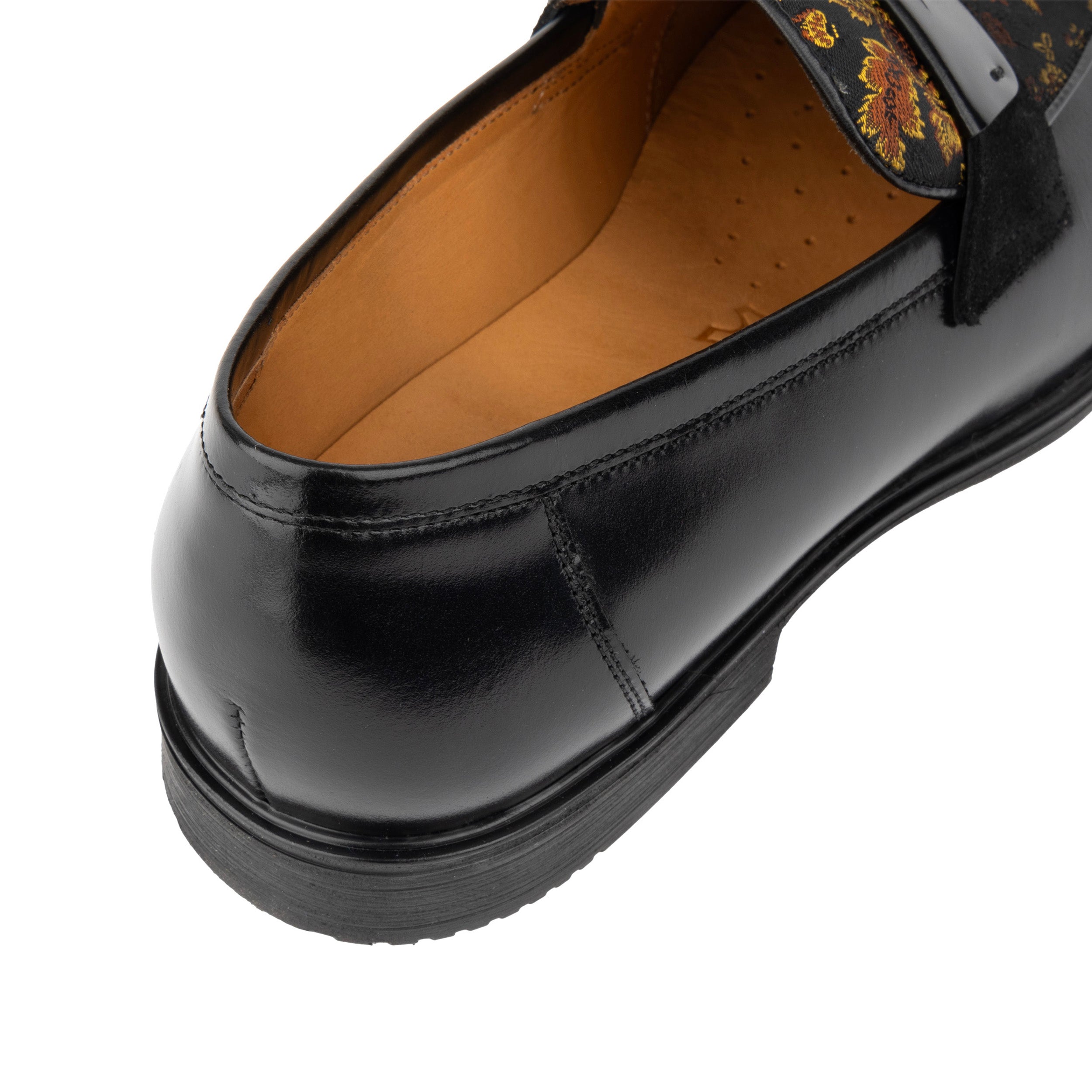 Gosselin - Black & Yellow Flowers - Men's leather loafer with jaquard details