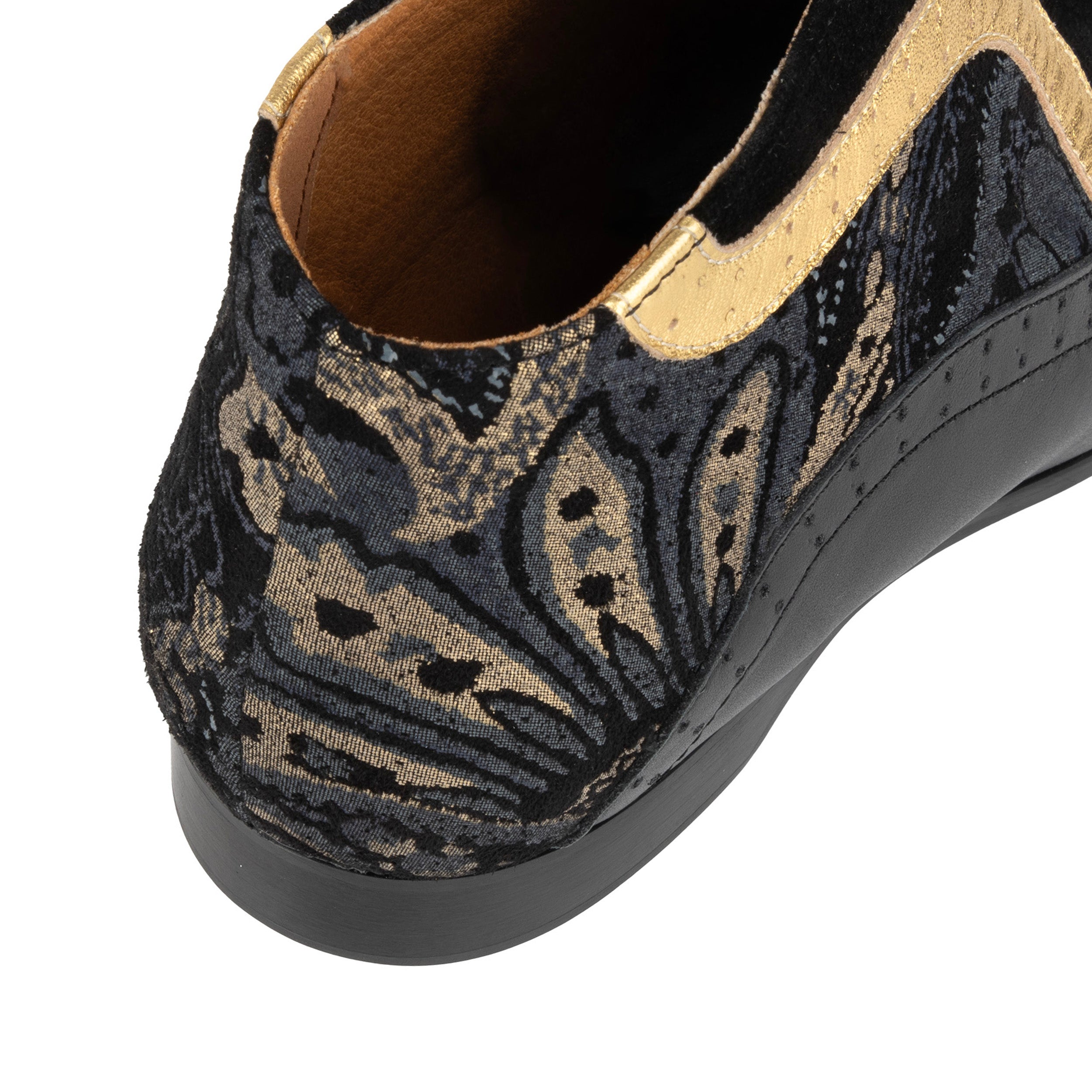 Jasmine - Black & Gold - Women’s Leather Oxford Ankle Boot