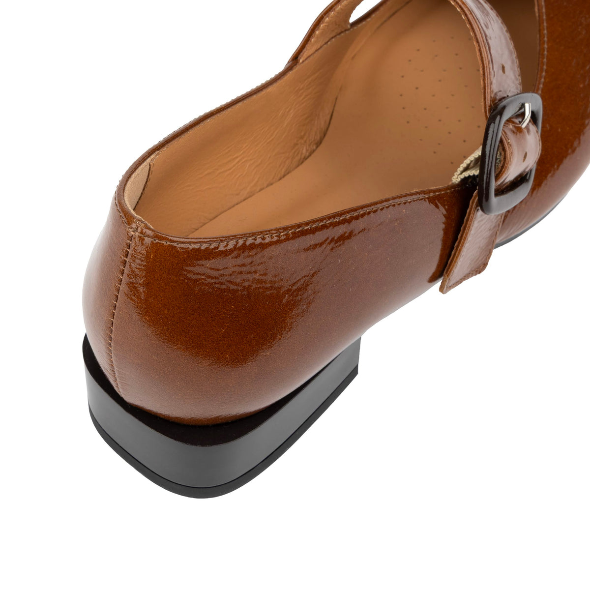 Bliss - Tan - Women's block heel square toe patent leather Mary-Jane