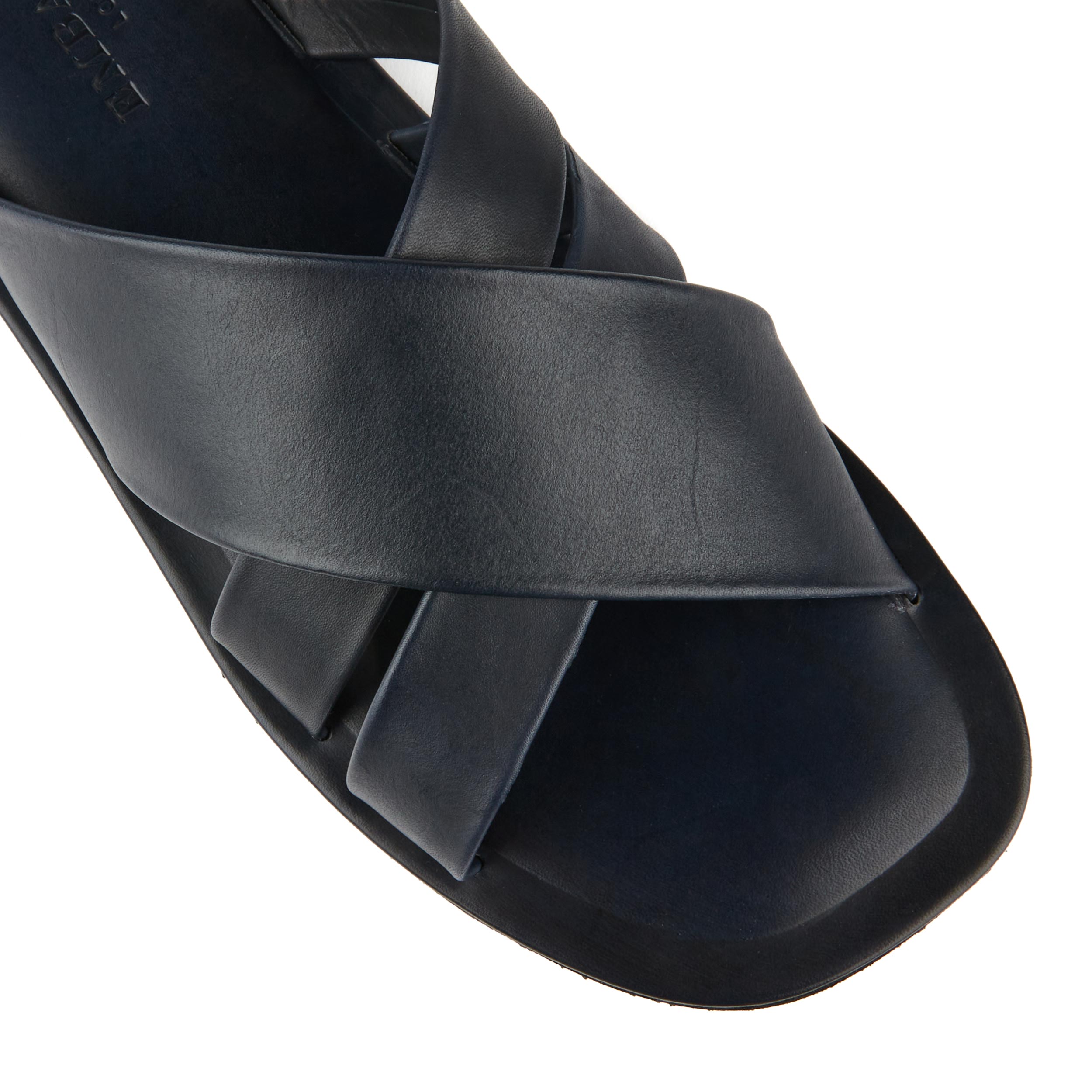 Rio - Navy - Men's crossover straps fully leather lined slide sandal