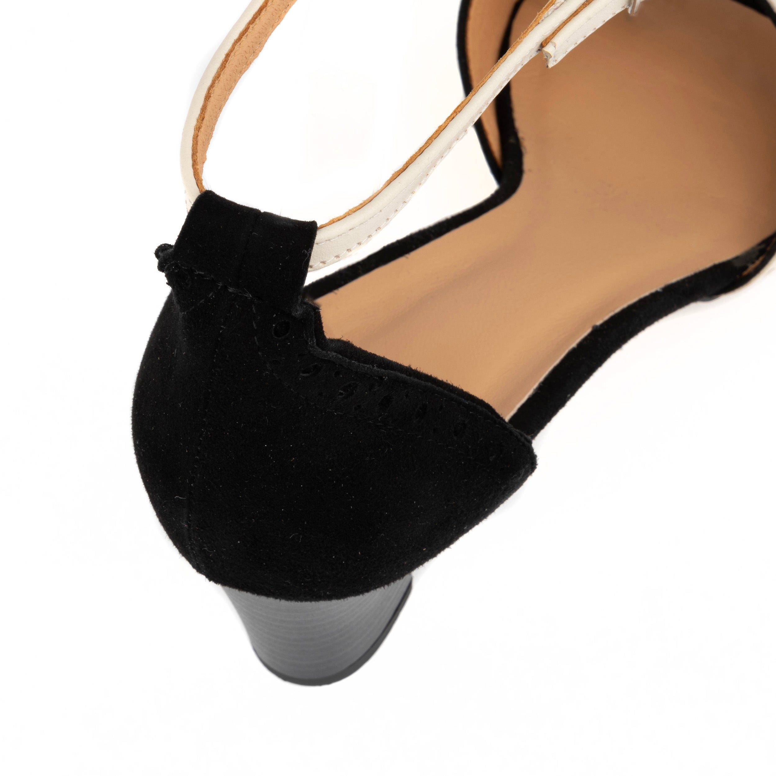 Croupier - Black Cream - Women's 2 inch heel ankle strap sandal in black & cream