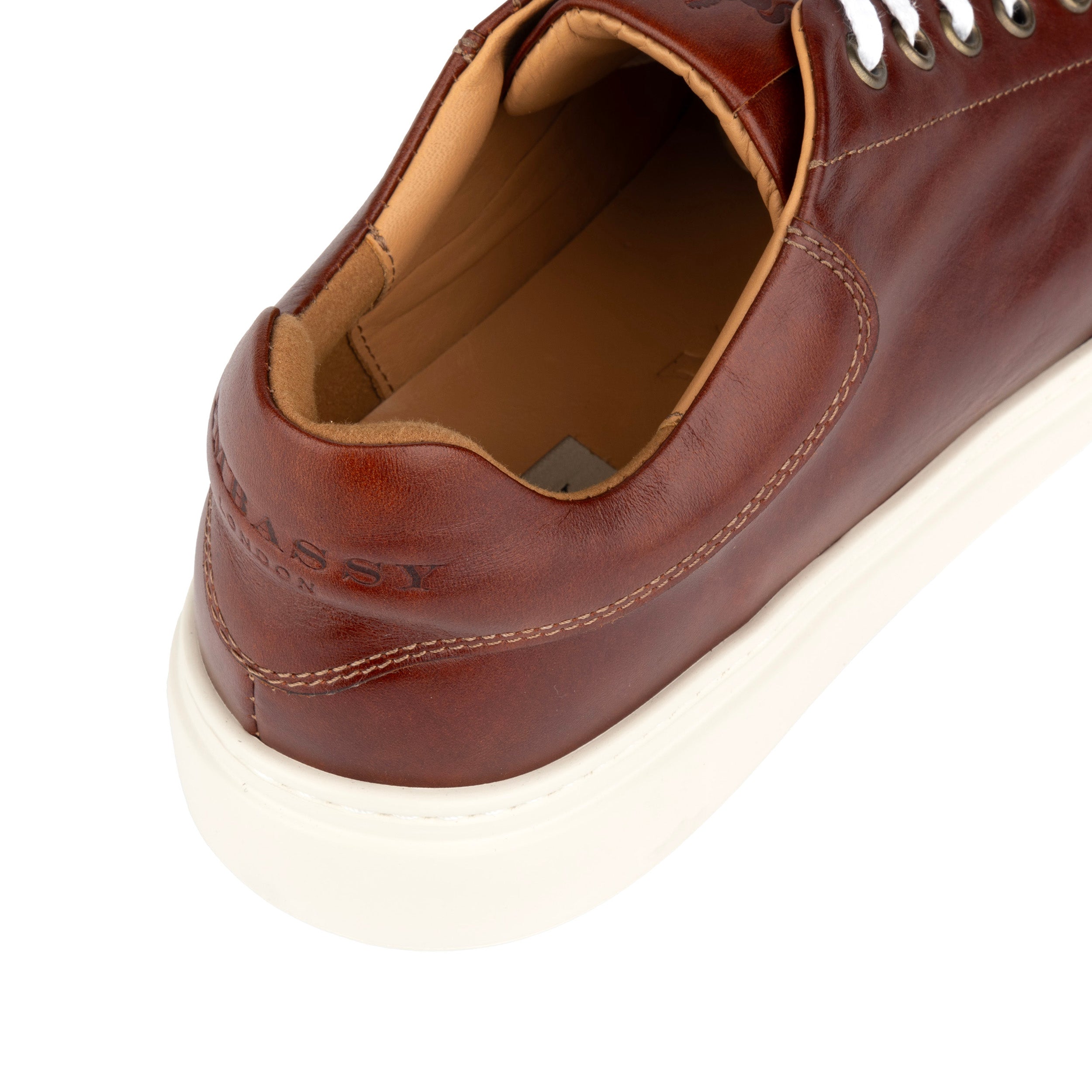 Sun City - Brown - Men's white sole trainer in brown soft leather