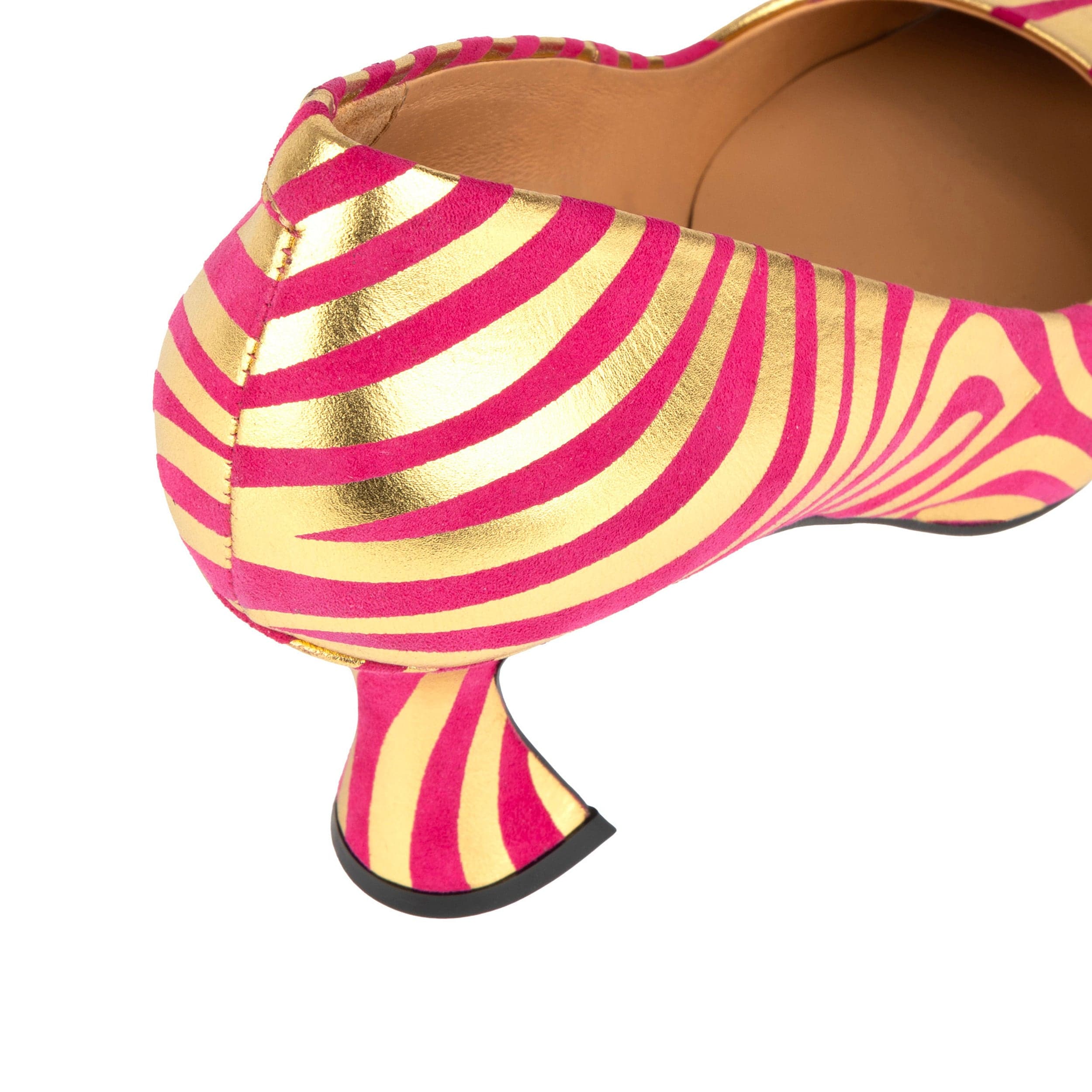 Sophia Hollywood - Pink & Gold Stripes - Women’s gold foil zebra stripe Pointed Pump