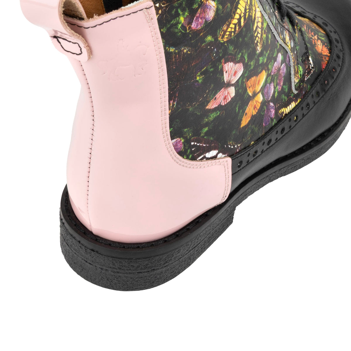 Hatter - Pink & Butterfly - Women's Leather Ankle Lace-up Boot