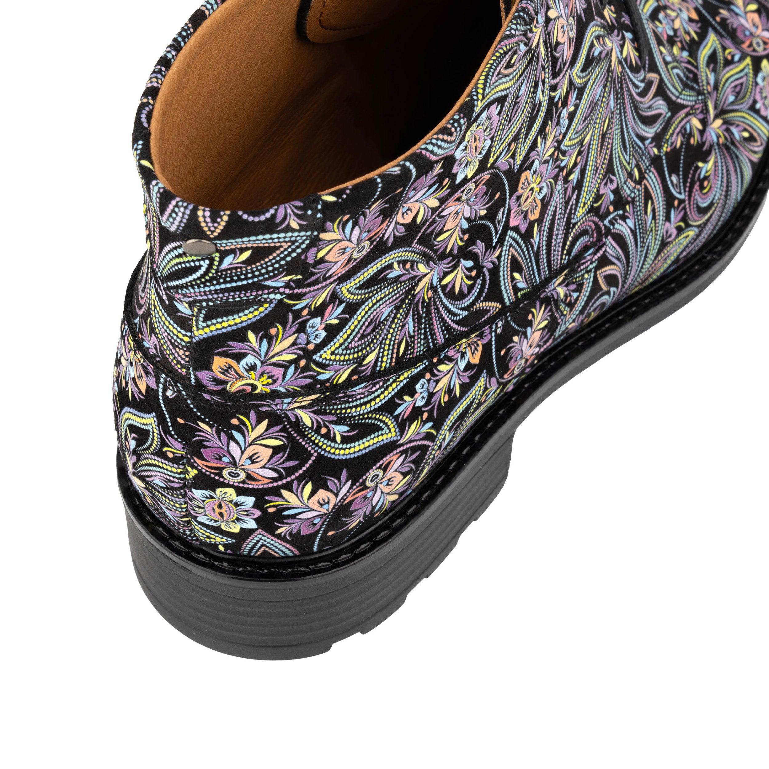 Laviva - Dark Floral - Women's Leather Round Toe Ankle Boot