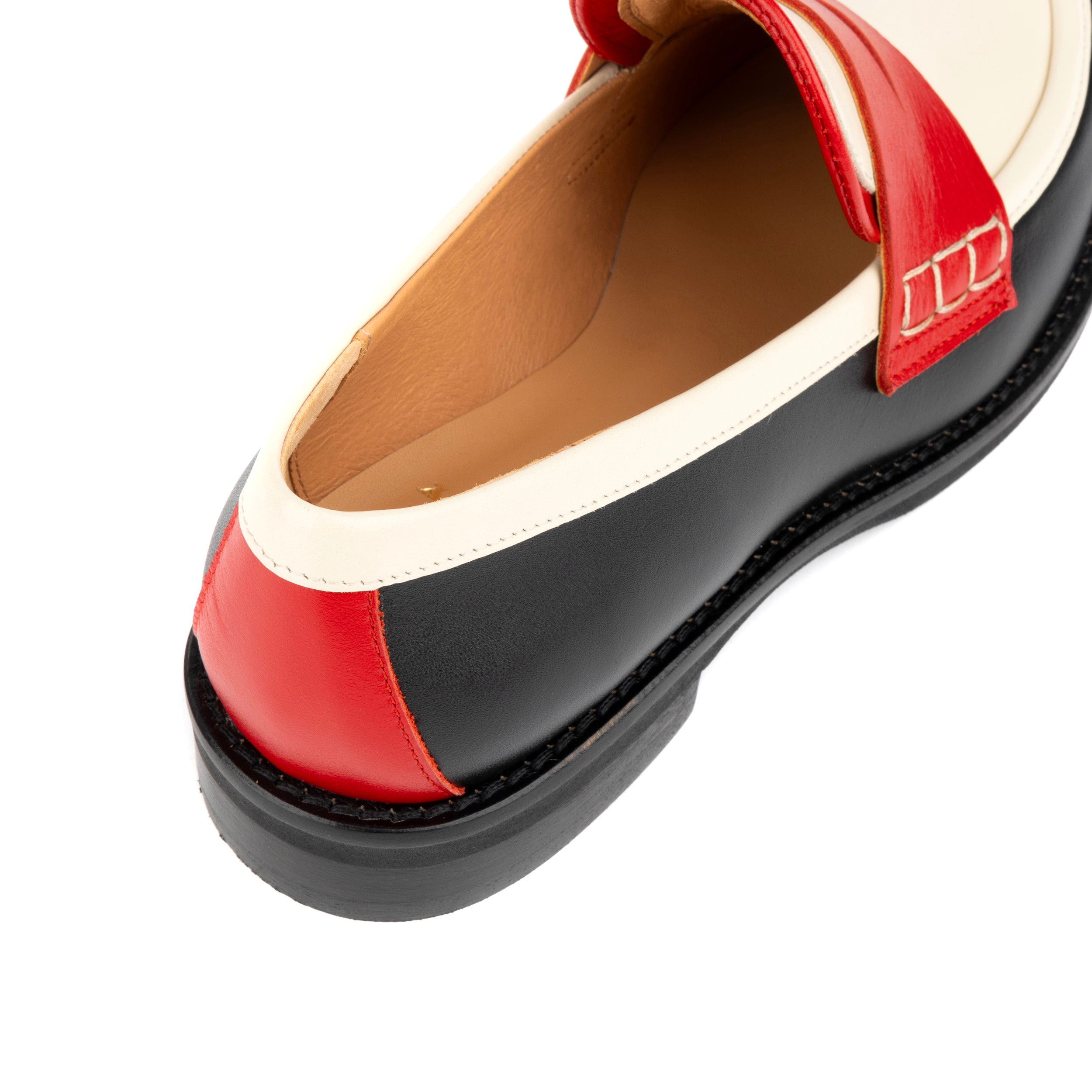 Kay - Red & Cream & Black - Women's leather dressy almond toe penny loafer