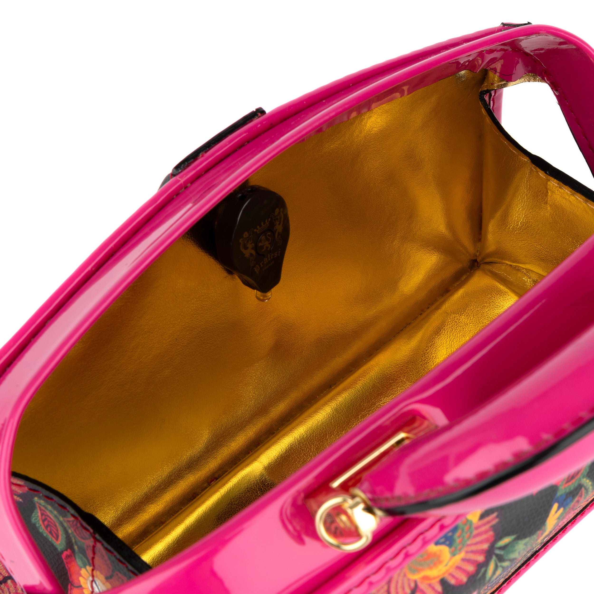 Gazelle Mini - Red Flowers - Women’s mini patent leather top handle & crossbody bag