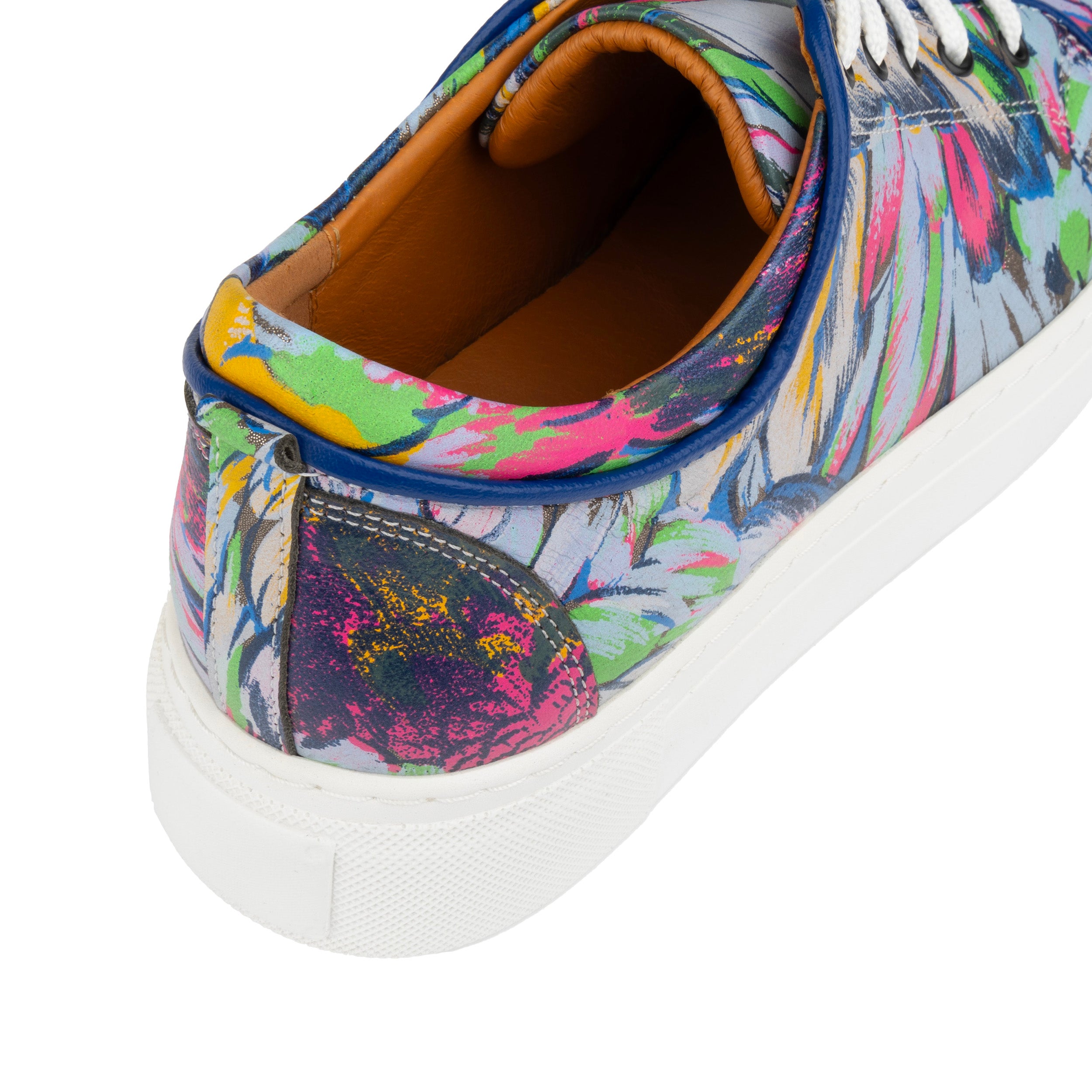 CAMILA DARK FLAMINGO - Women's white sole trainer in colourful Italian leather