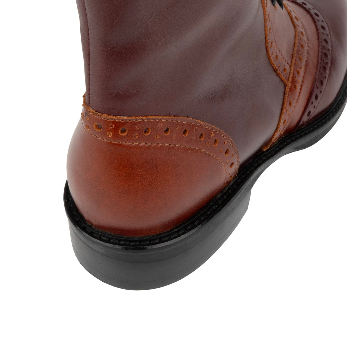 Brick Lane Boots - Brown Mix Women's leather oxford higher ankle boot with brogue detail