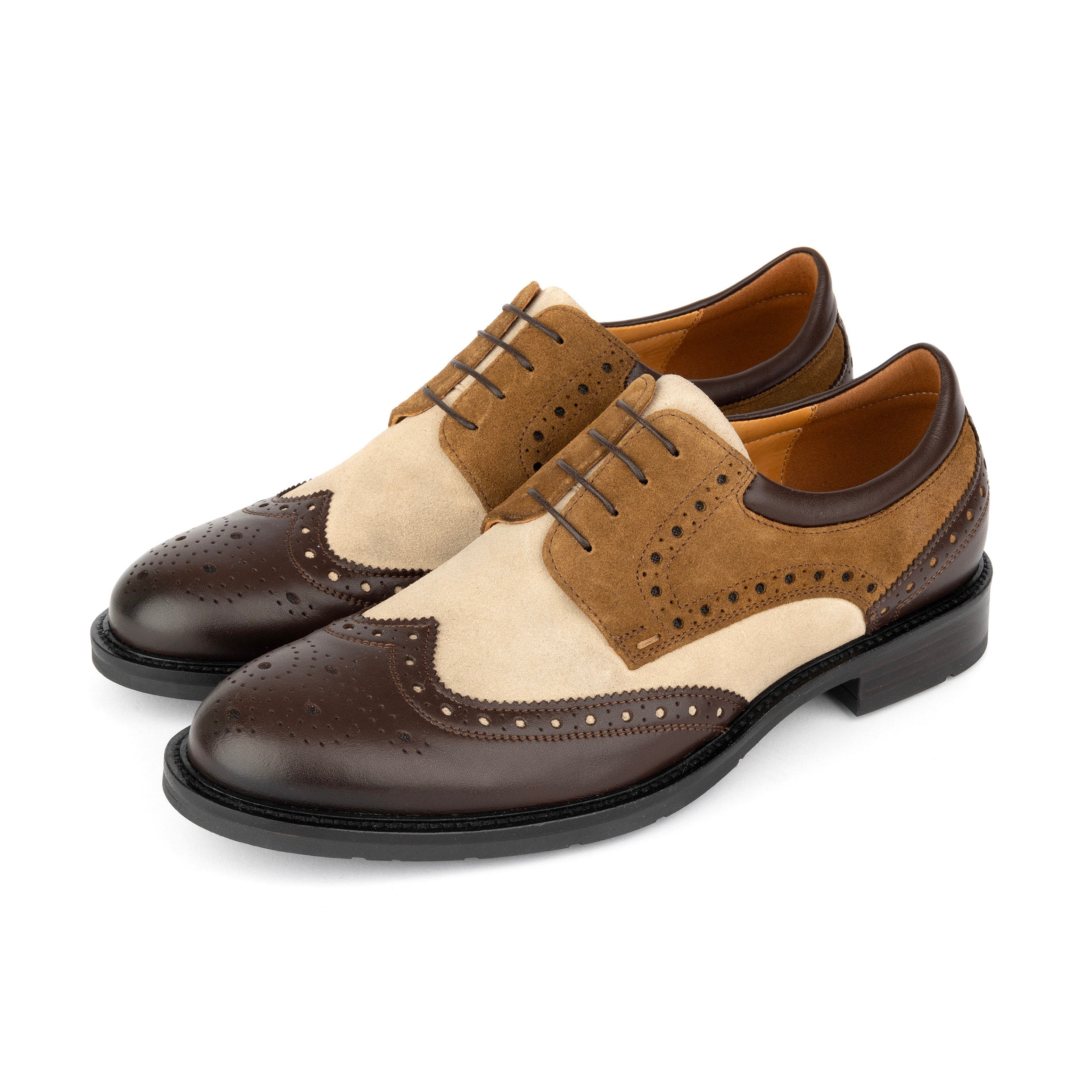 Toledo - Brown, Cream & Tan - Men's Leather & Suede Oxford Shoe