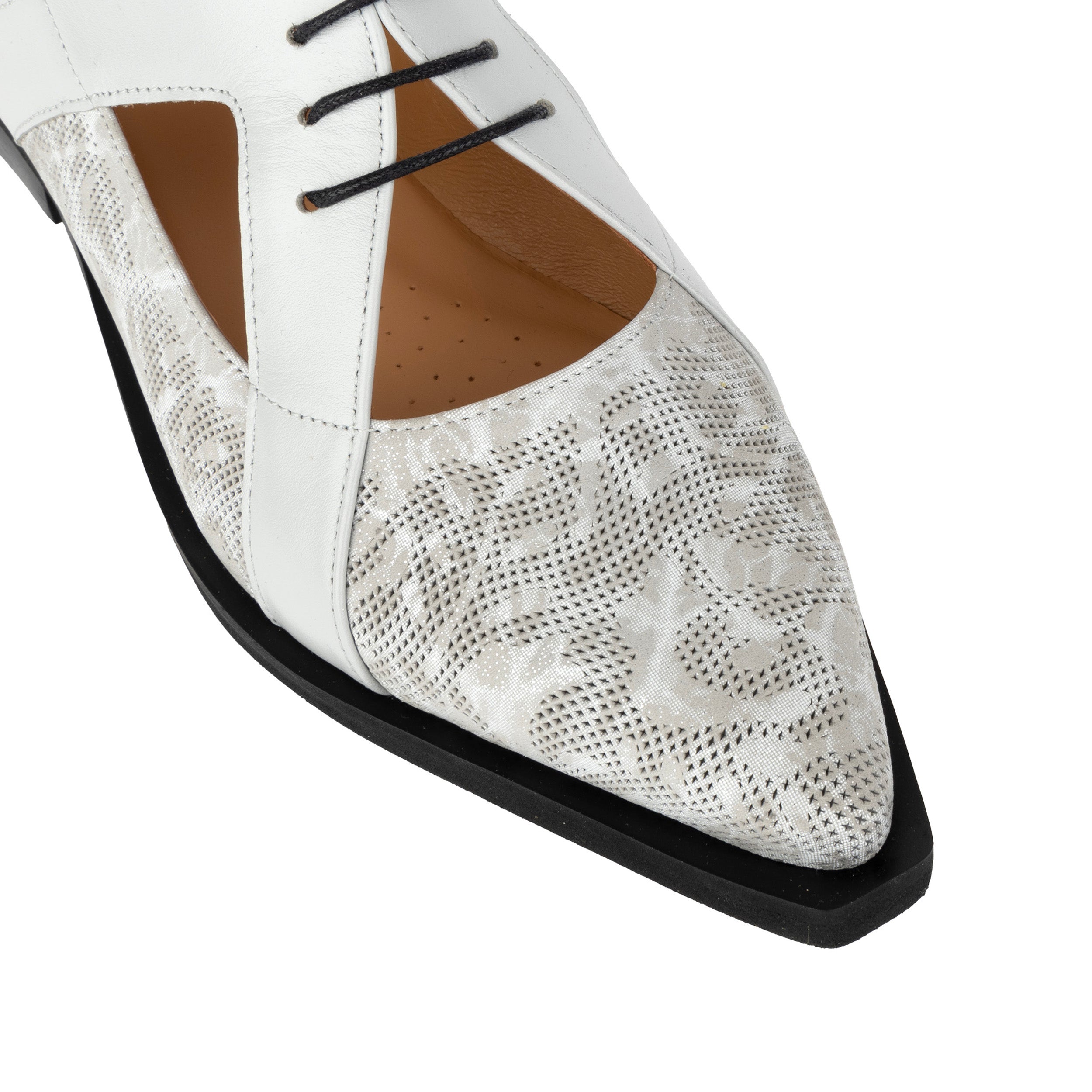 Harlowe - Grey - Women's cutout leather lace up shoe