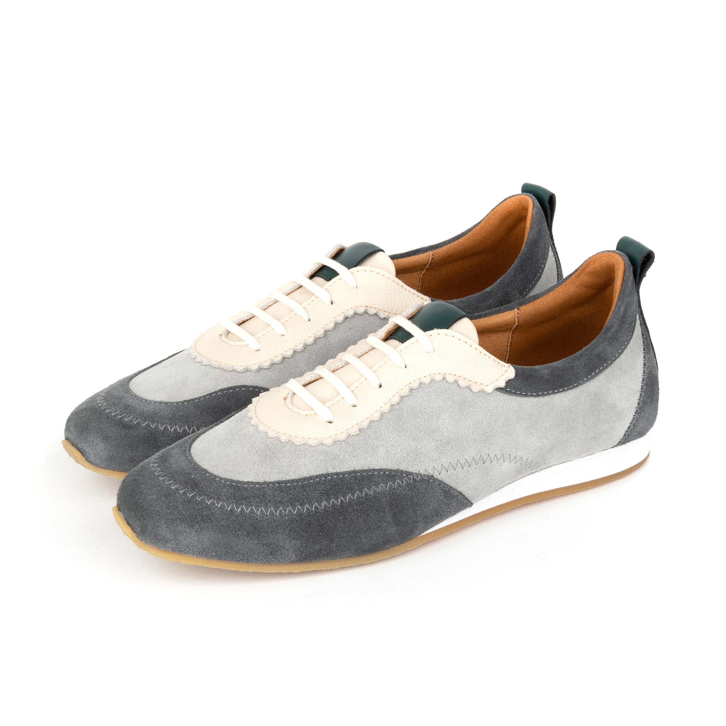 Shoreditch - Grey - Women's Leather & Suede Slim Trainer