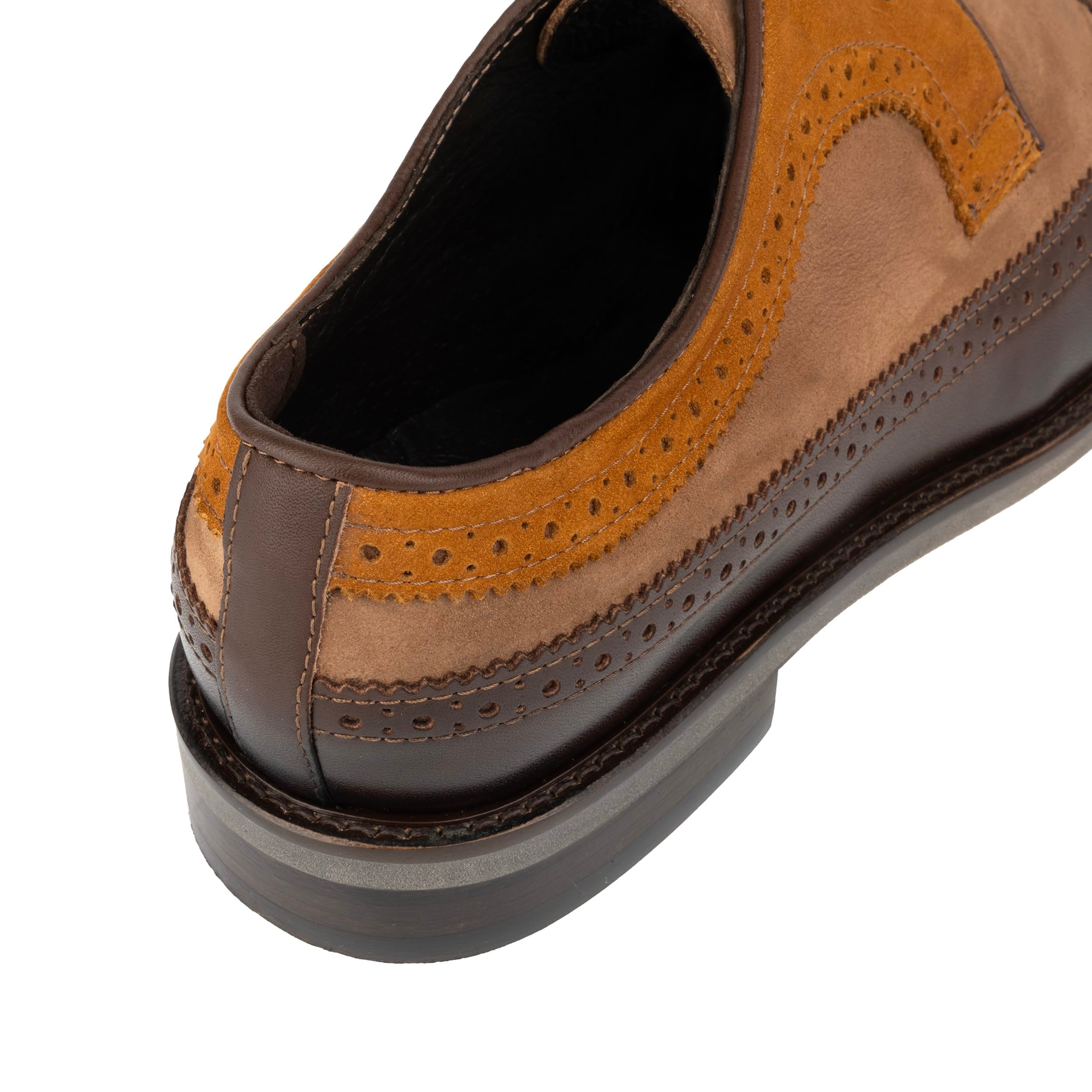 Alexander - Brown Mix - Men's Multi-Textured Leather & Suede Wingtip Brogue