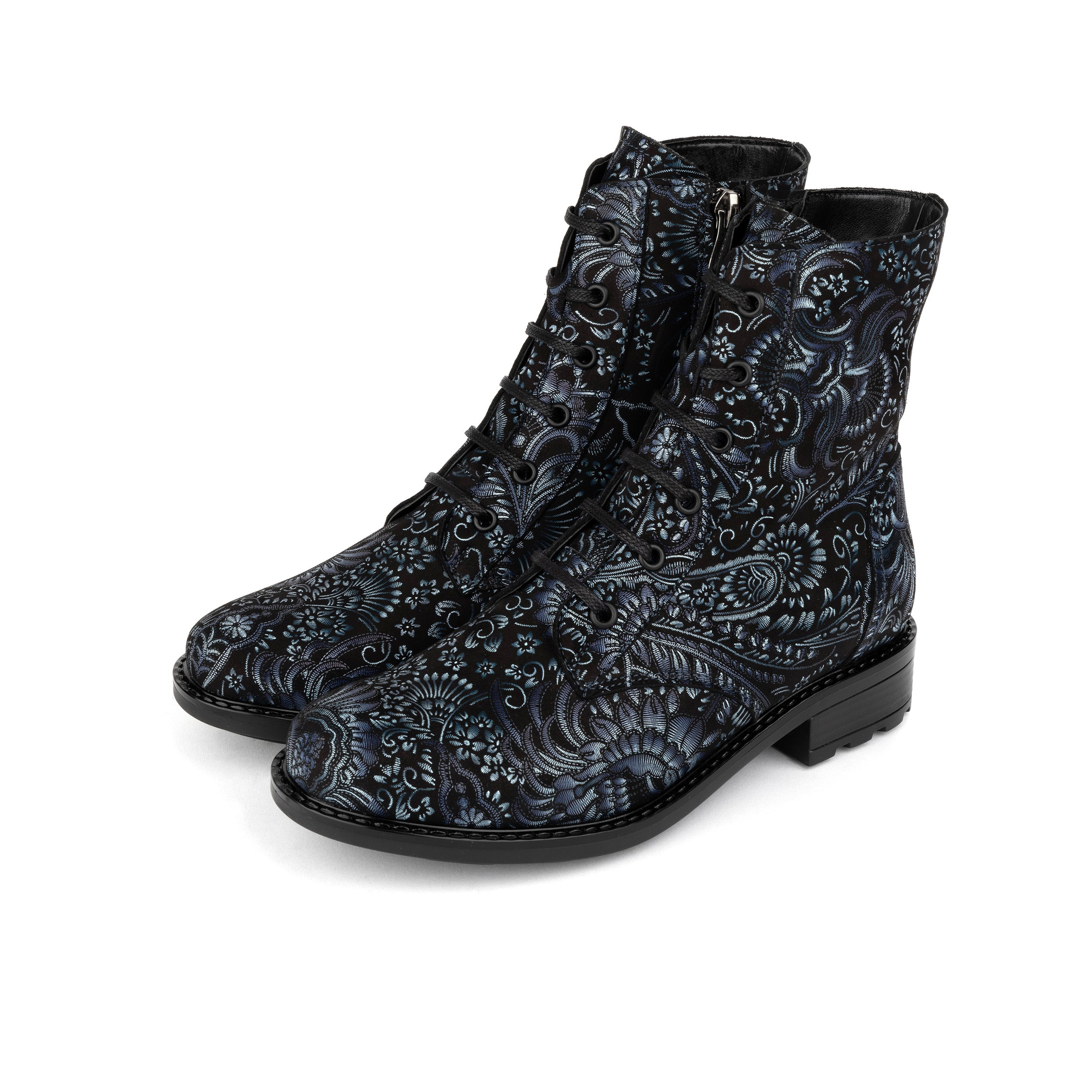 Laviva High - Wool Blue - Women's wide fitted leather higher ankle boot wool lined