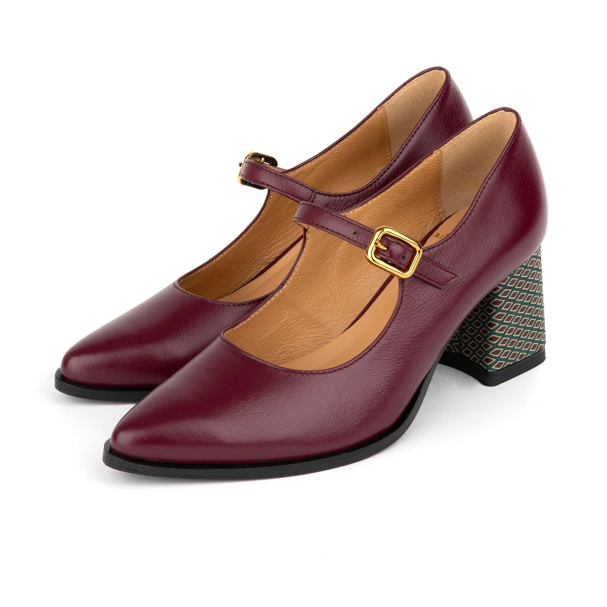 Hyde - Burgundy & Green Diamond - Women's Leather Mary Jane Pump