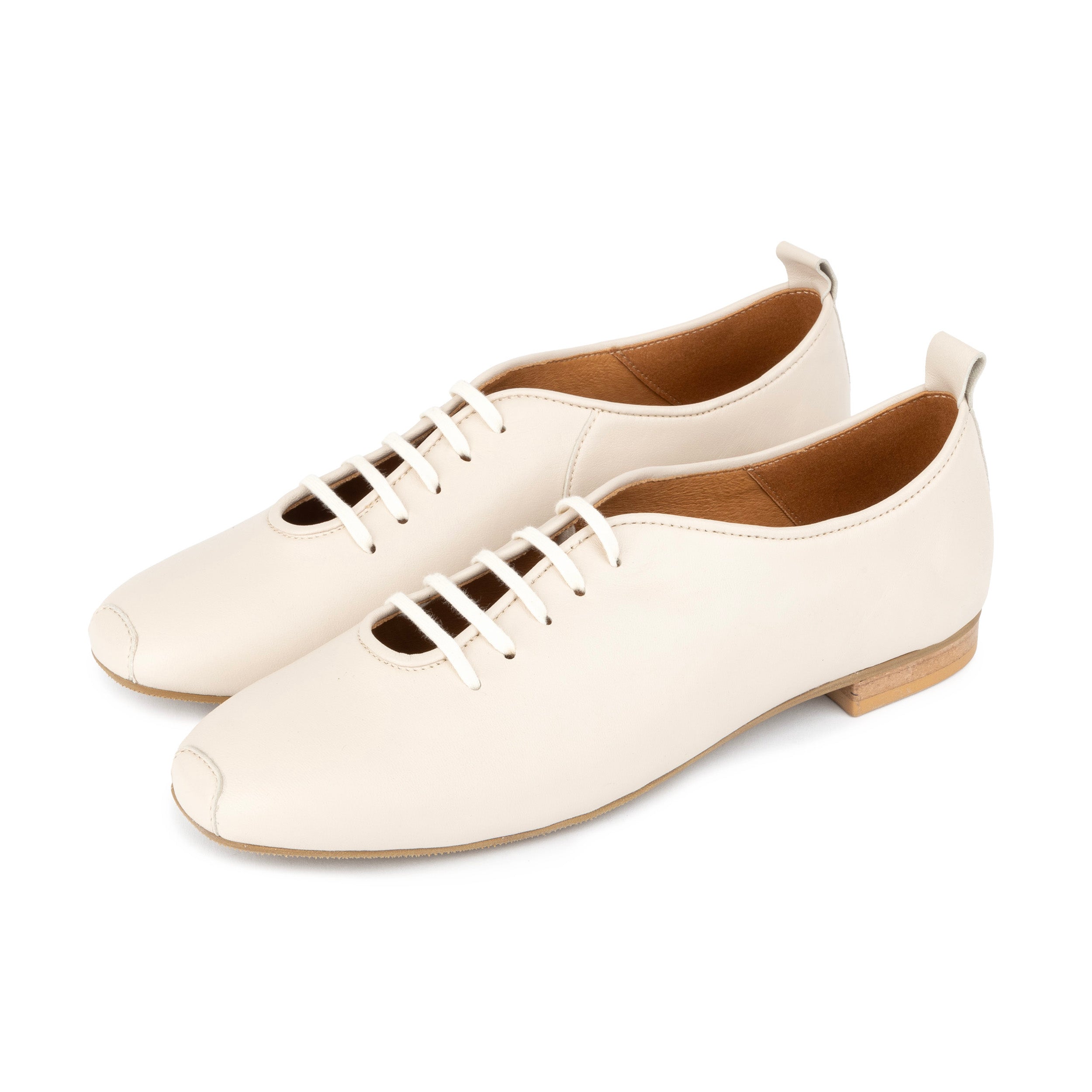 Skyline - Cream Suede - Women's Leather Lace Up Ballet Pump