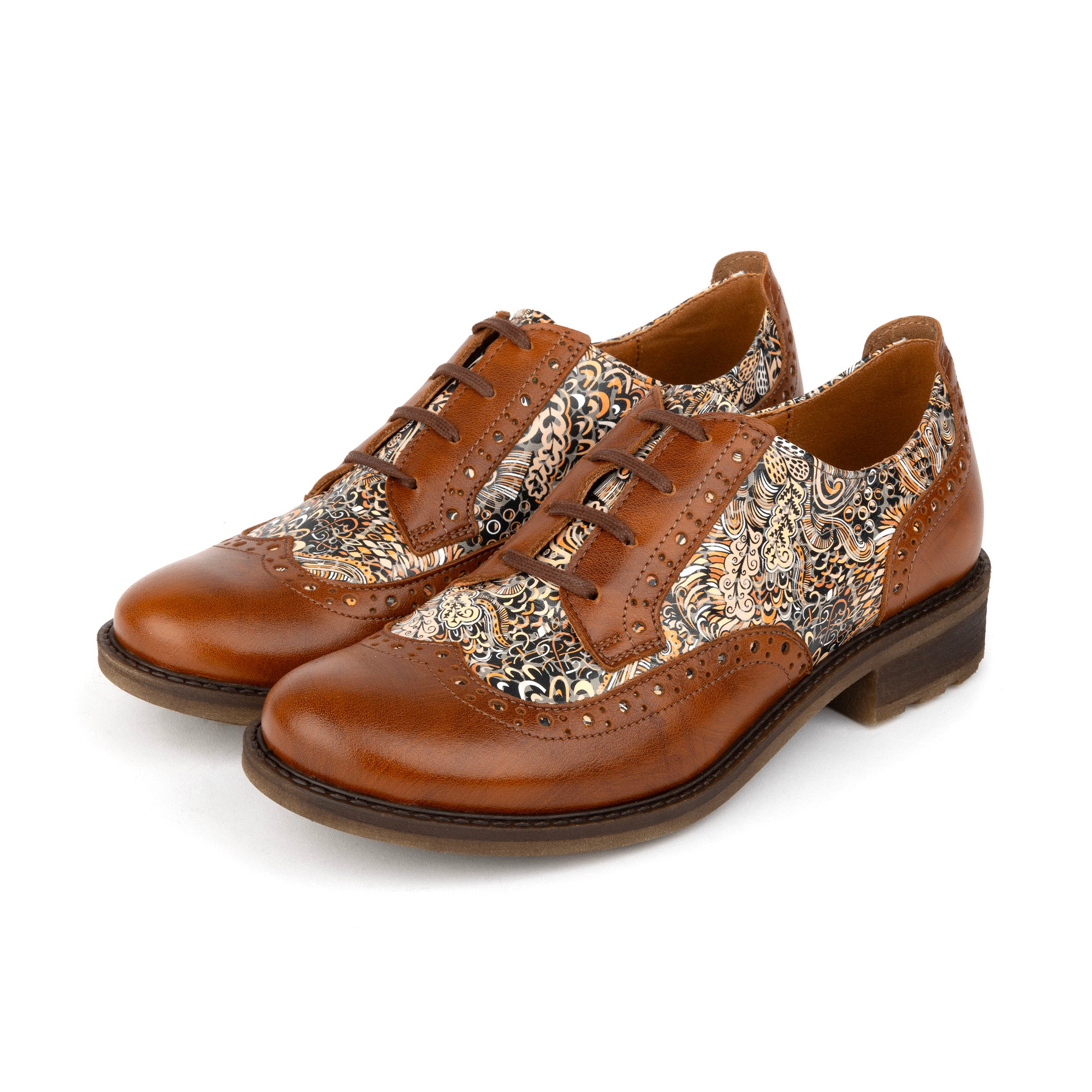 DreamFiters - Brown Signature - Women's round toe leather derby shoe on durable rubber sole