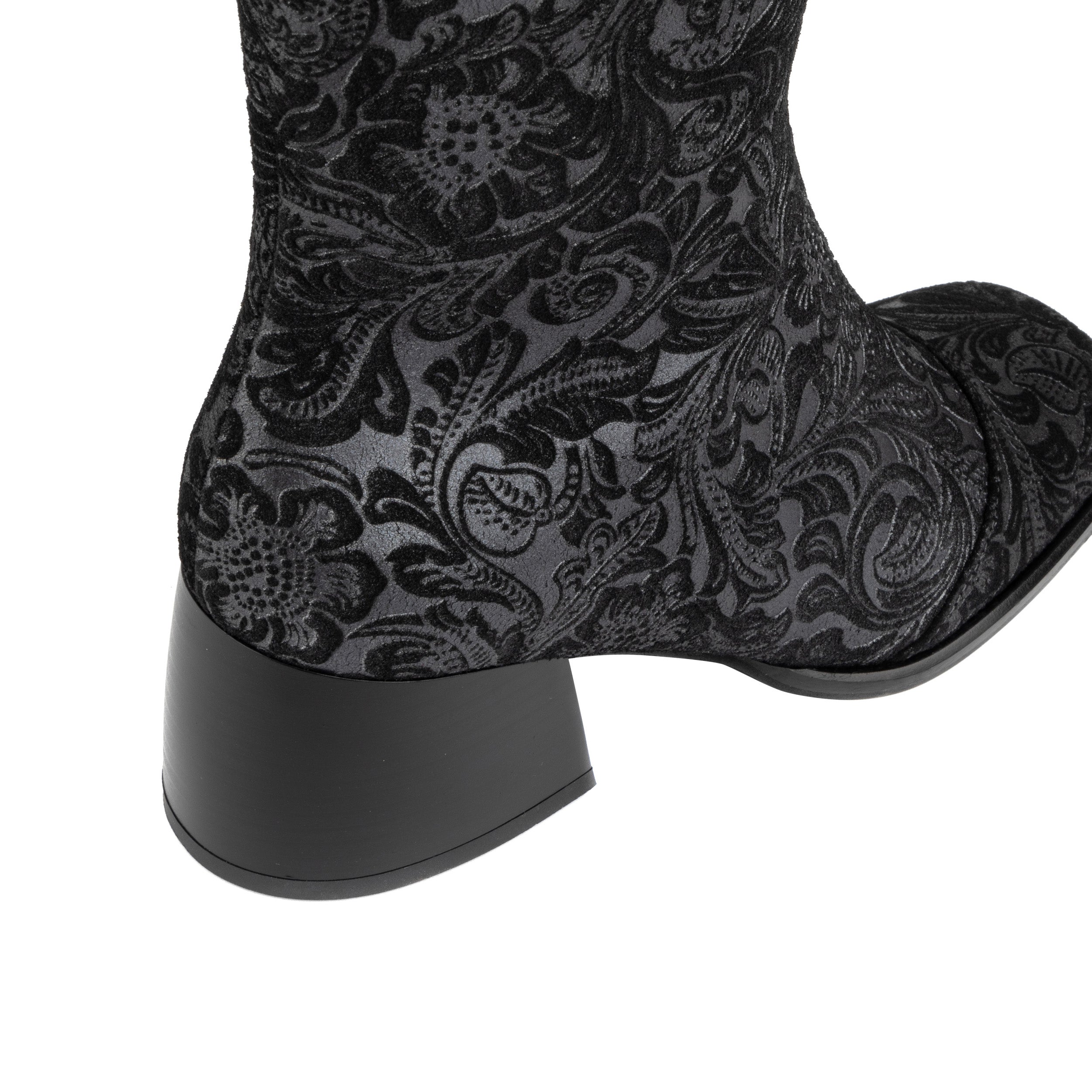 Leticia - Black Floral Emboss