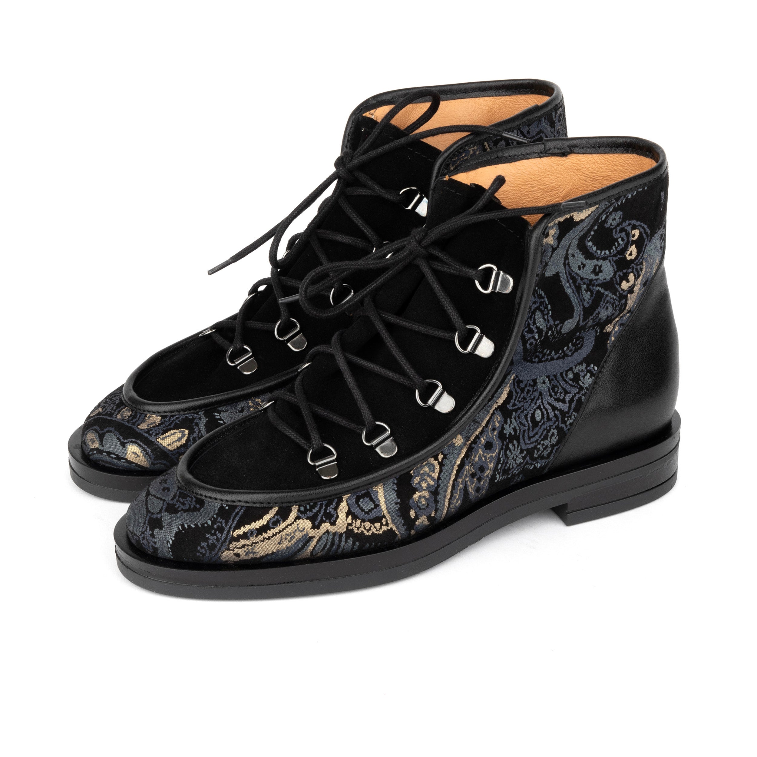 Hedera - Black & Grey & Gold - Women's Suede Alpine Boot