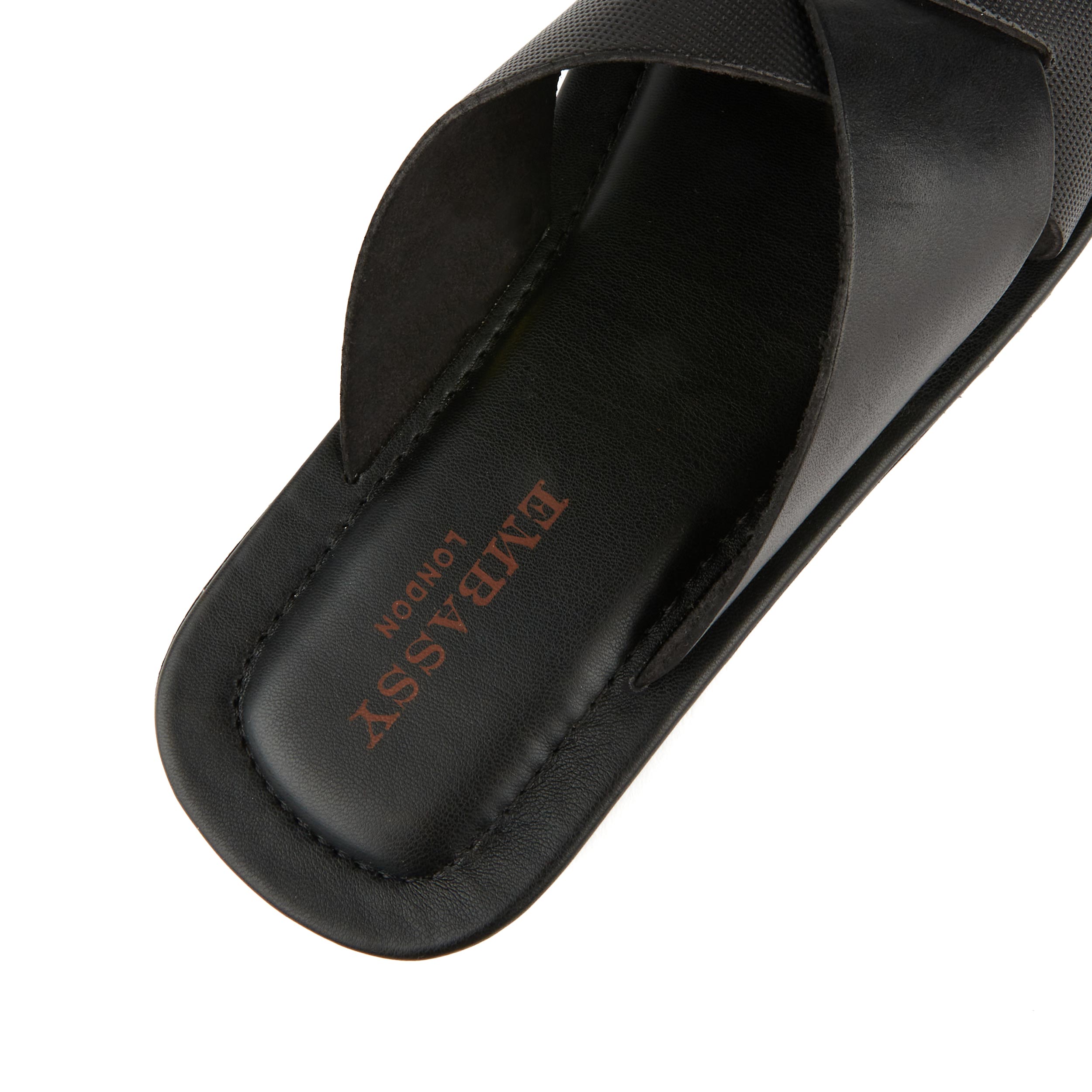 Port - Black - Men's criss cross straps leather sandal in black