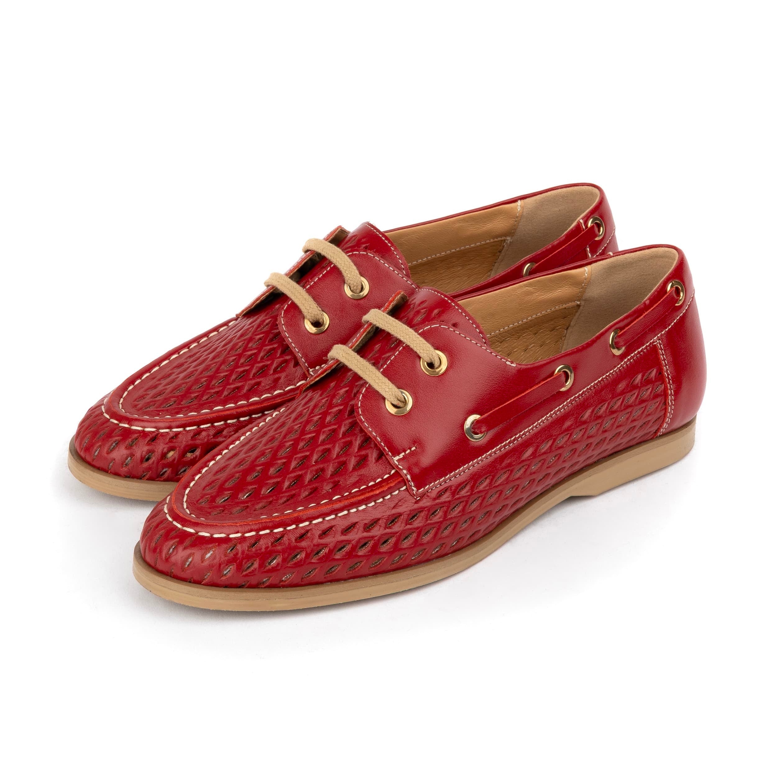 Row Your Boat - Red - Women's Leather Boat Shoes